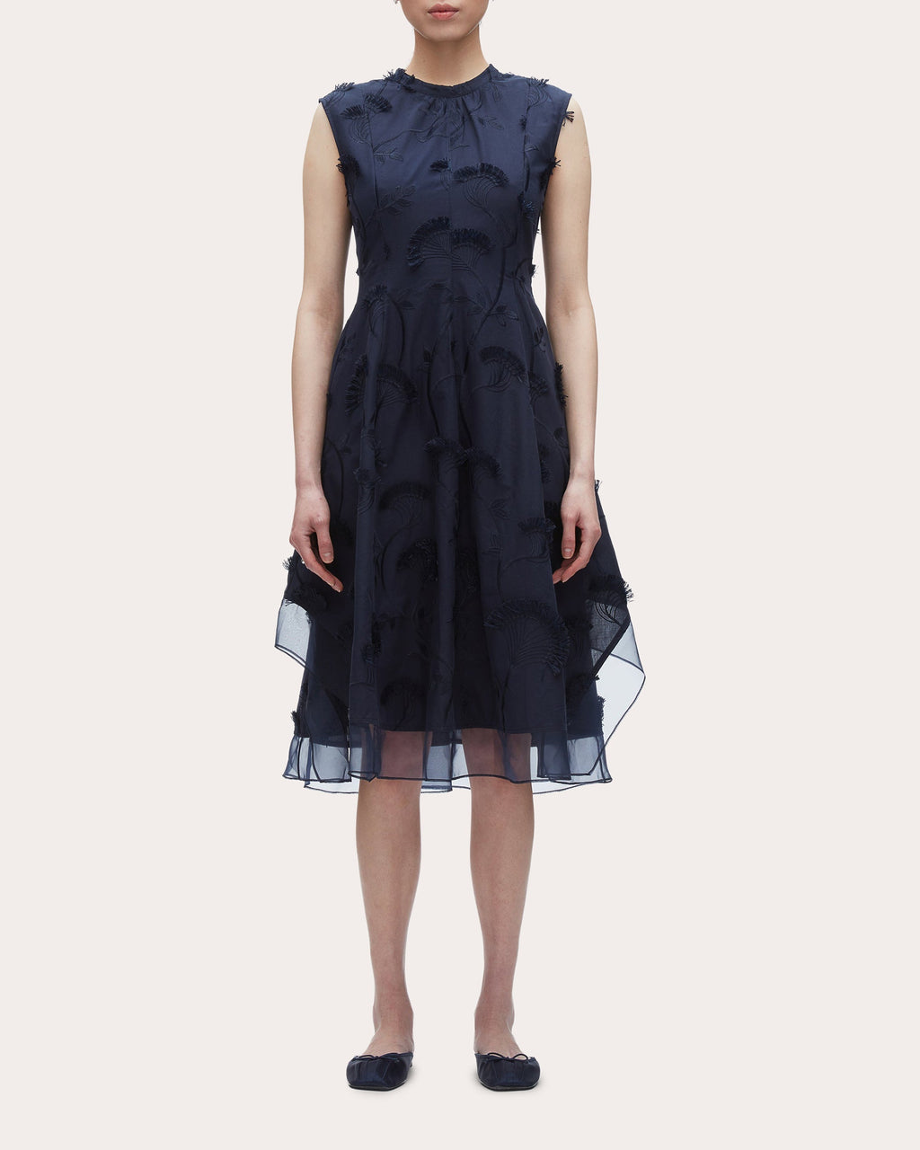 Floral Fil-Coupé Cotton Organza Midi Dress