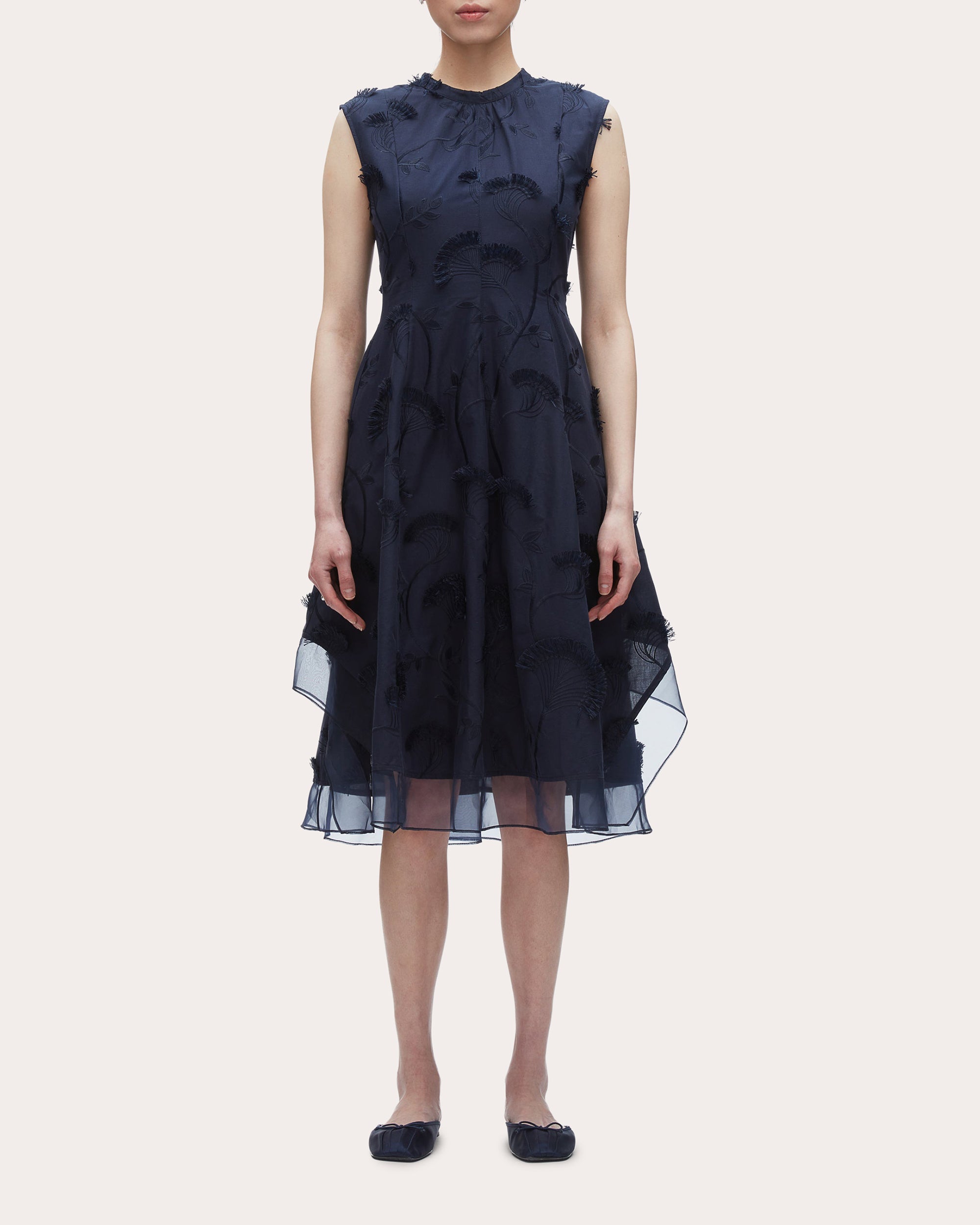 Floral Fil-Coupé Cotton Organza Midi Dress