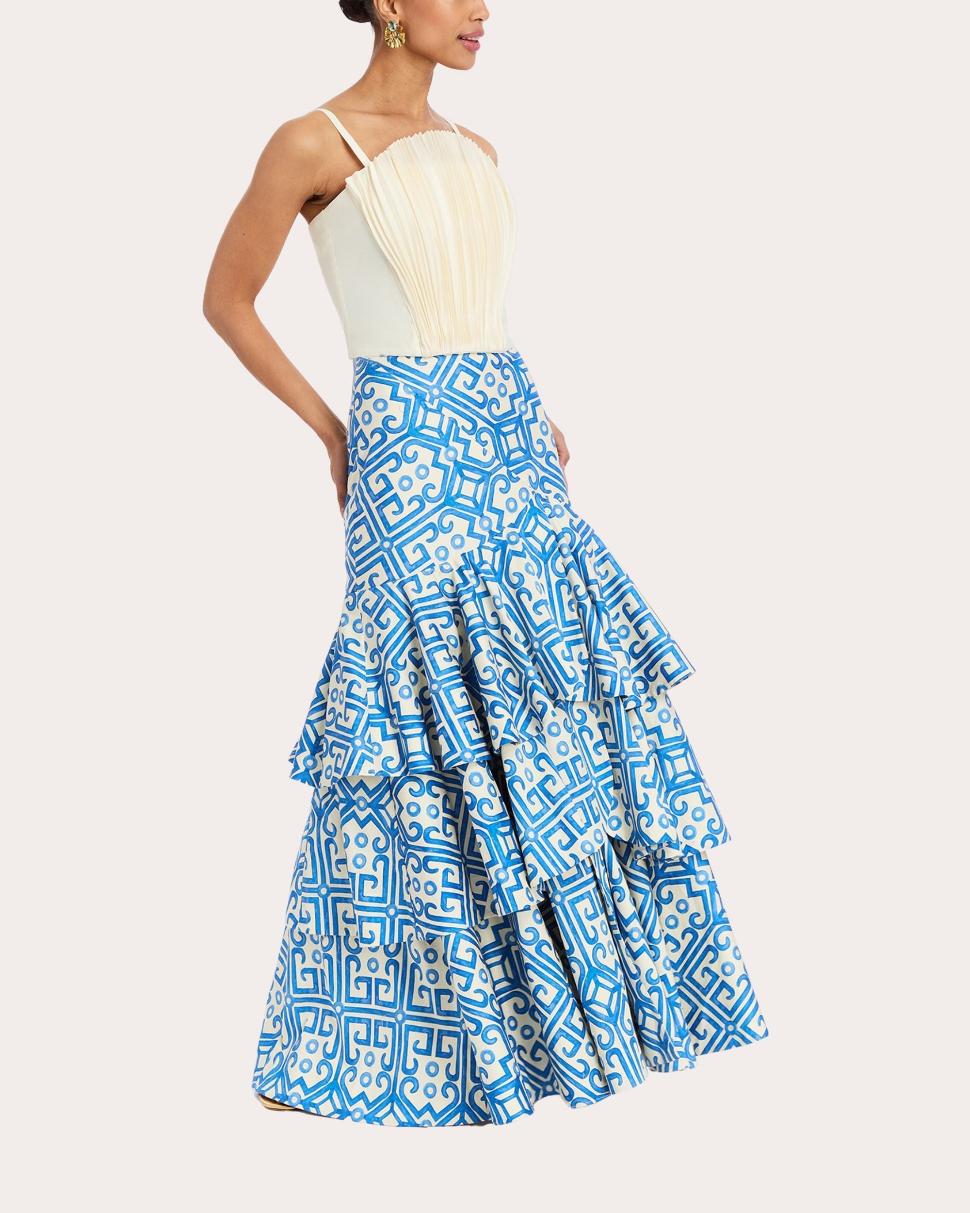 Victoria Geometric Sateen Tiered Convertible™ Skirt
