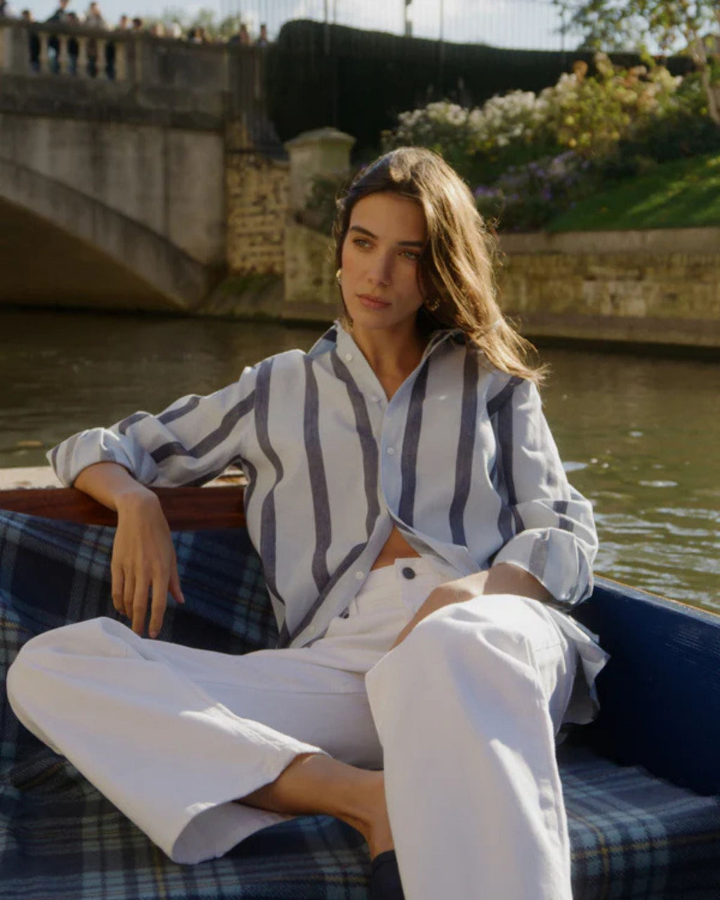 The Boyfriend Stripe Woven Button-Up Shirt