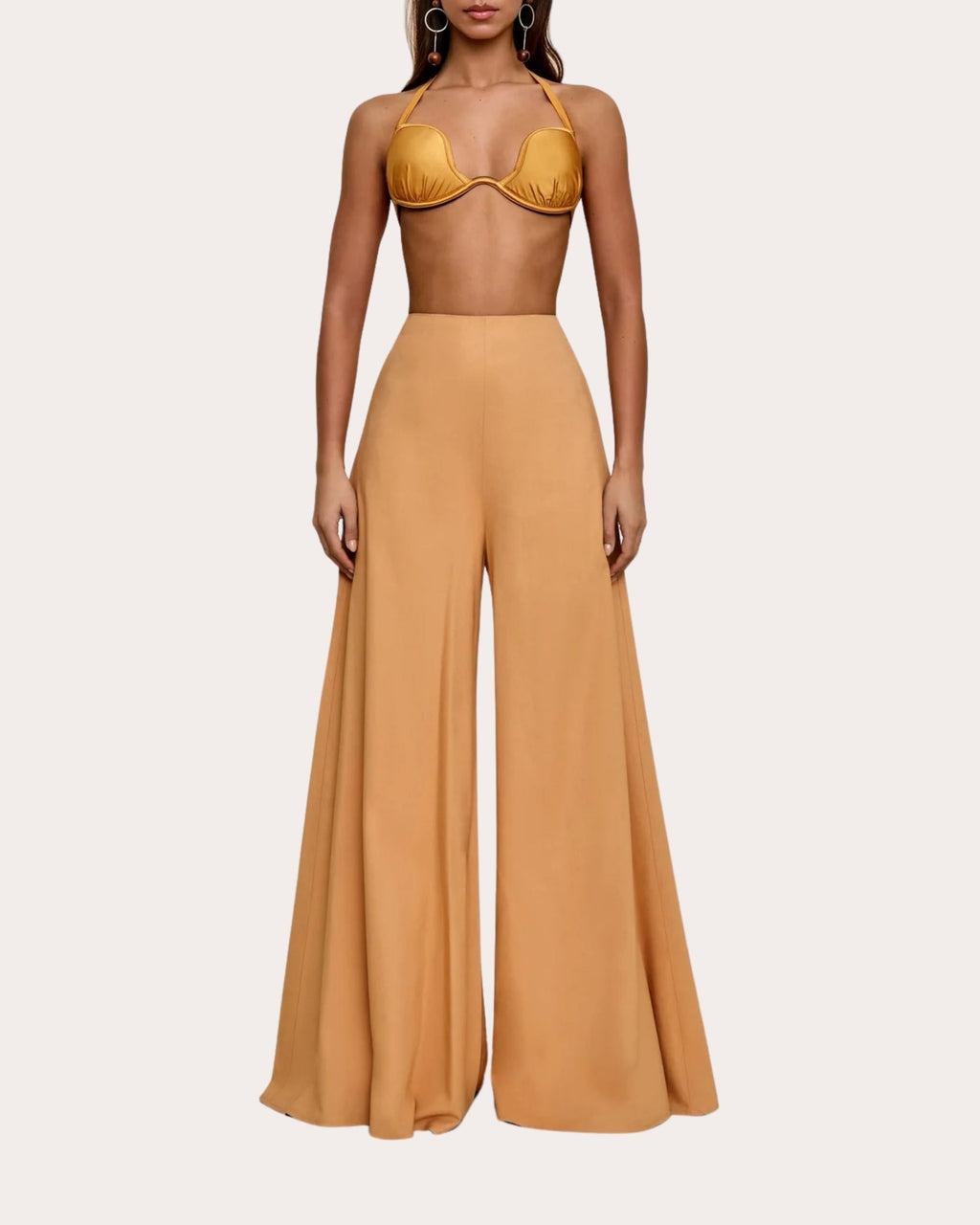 Nata Flared Linen-Blend Wide-Leg Pants