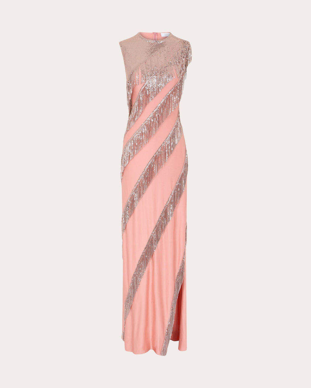 Chainmail Fringed Satin Jersey Gown