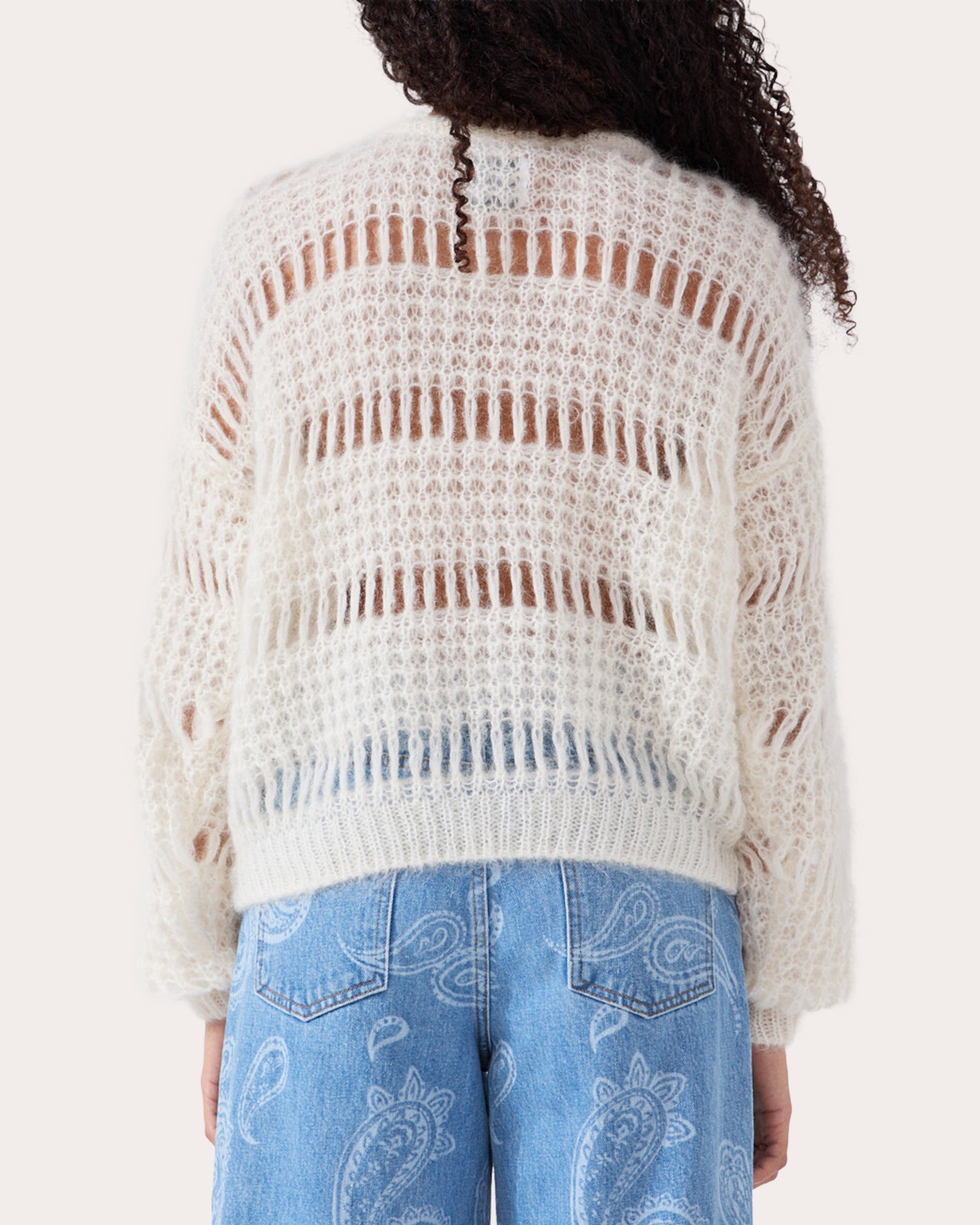 Gwen Open-Knit Mohair Blend Sweater