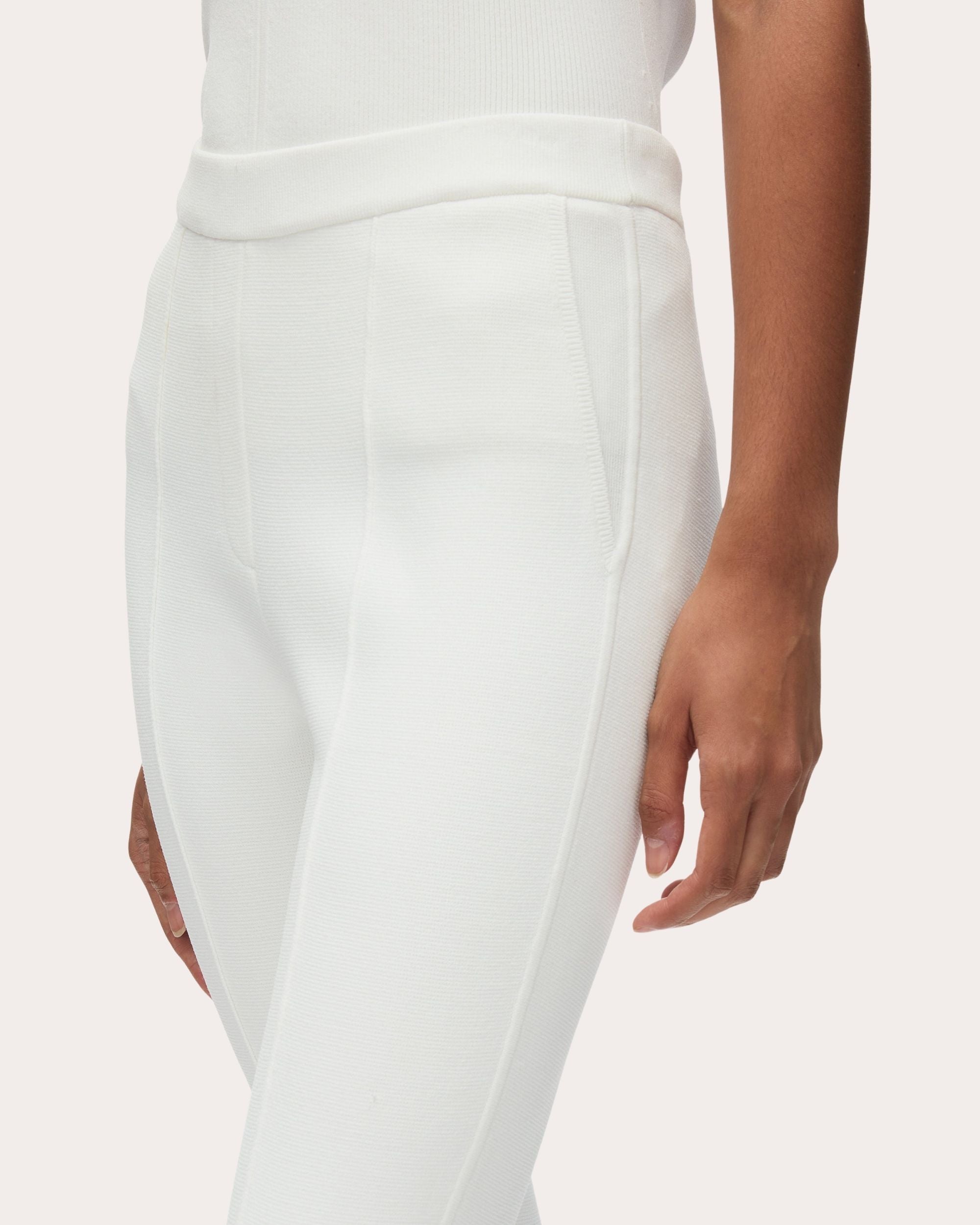 Cropped Flared Rib Knit Pants