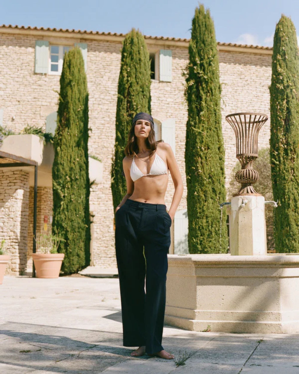 Rampling Cotton Seersucker Wide-Leg Trousers