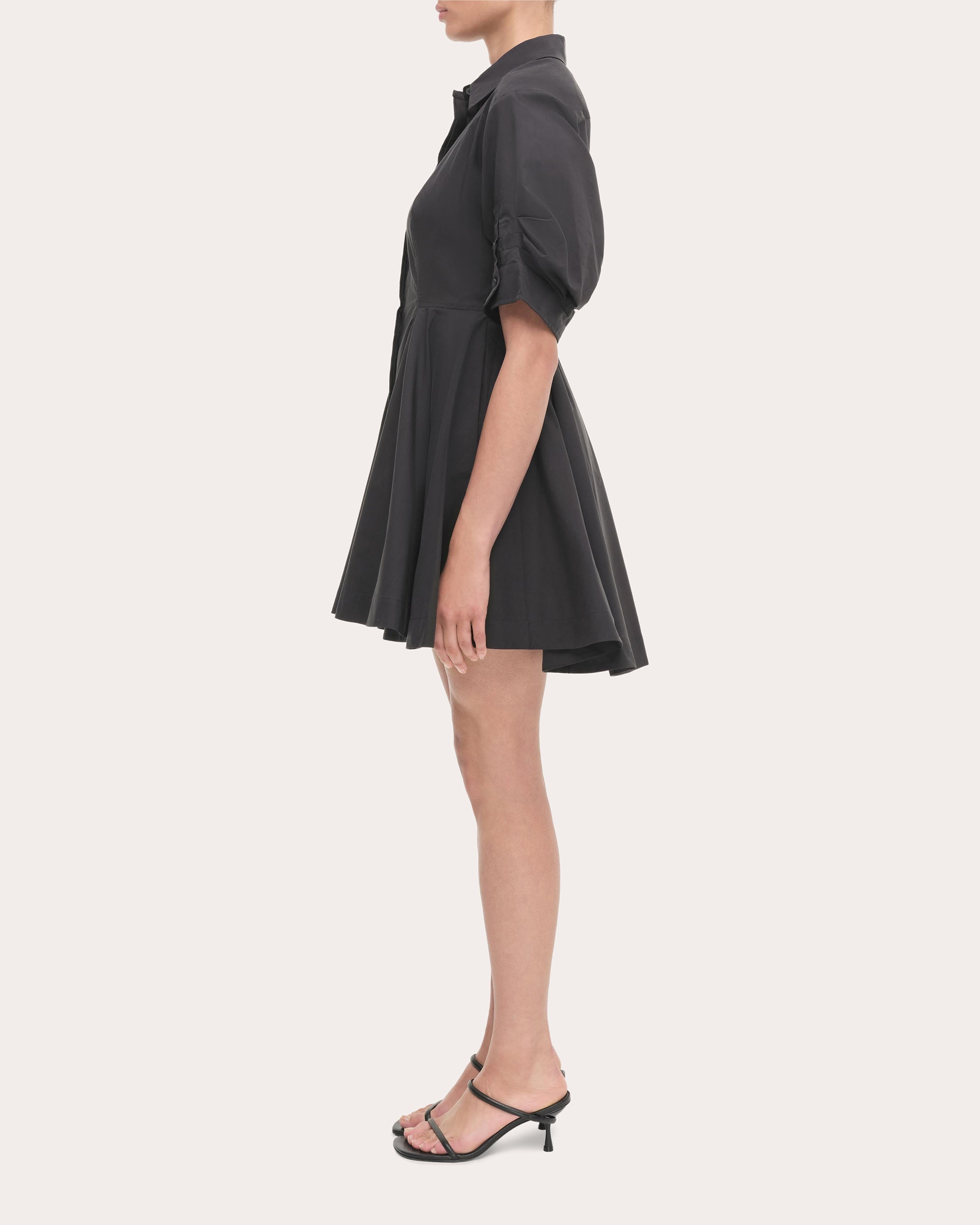 Jazzie Pleated Cotton Poplin Mini Shirt Dress