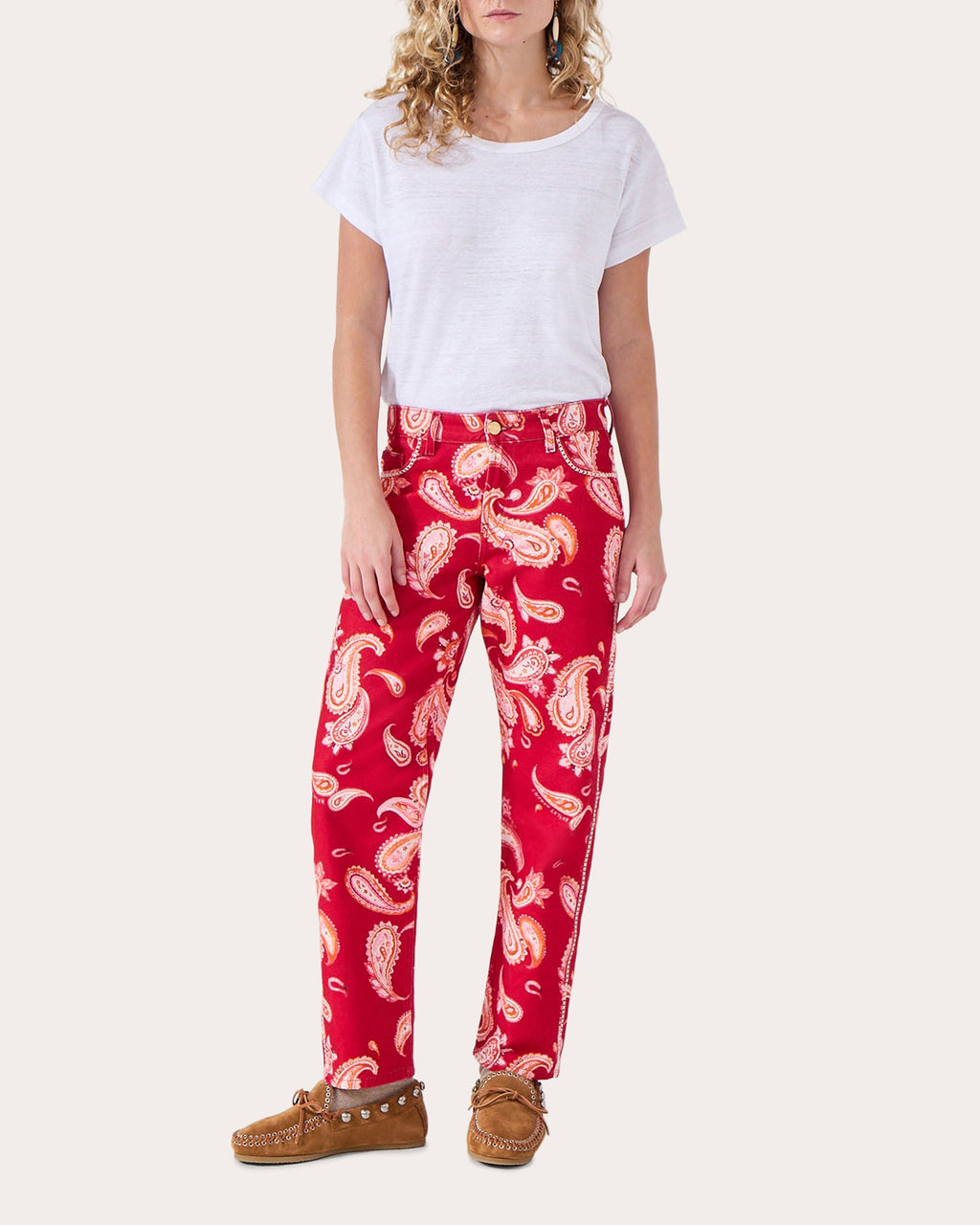 Jimi Paisley-Print Mid-Rise Jeans