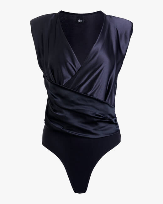 Power Shoulder Silk Wrap Bodysuit