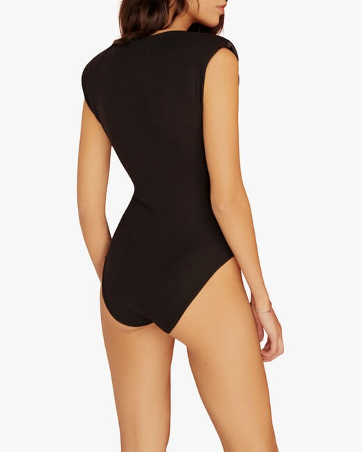 Power Shoulder Silk Wrap Bodysuit