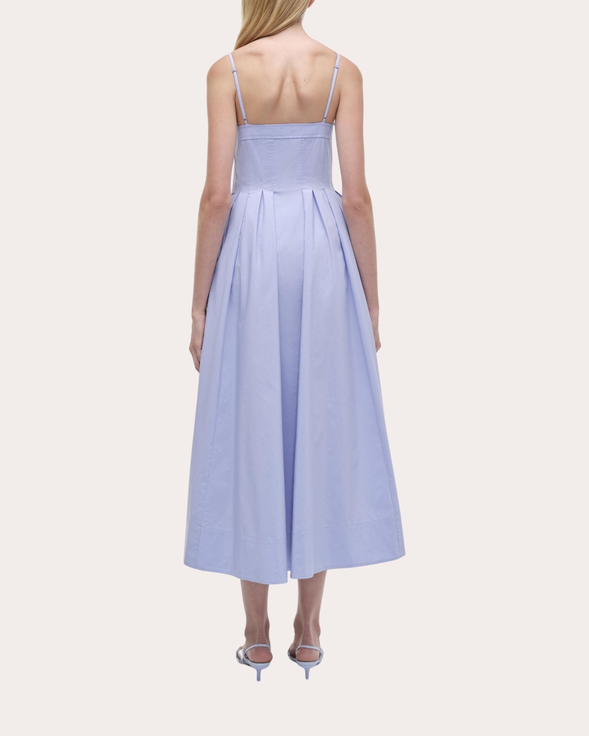 Kittiya Poplin Pleated Bustier Midi Dress