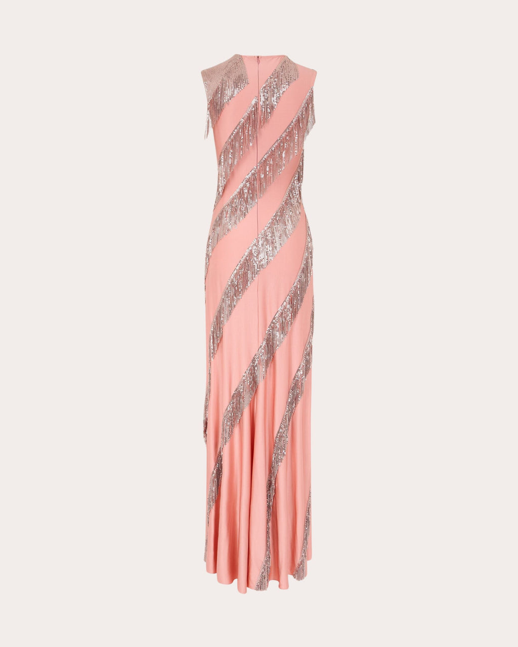 Chainmail Fringed Satin Jersey Gown