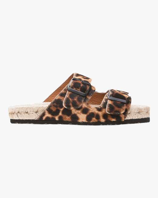 Hamptons Leopard Double-Buckle Slide