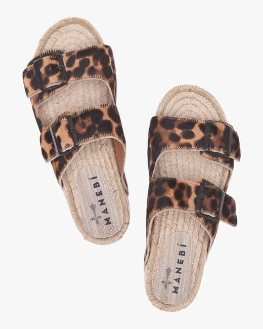 Hamptons Leopard Double-Buckle Slide