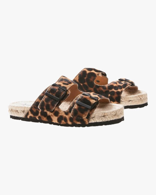 Hamptons Leopard Double-Buckle Slide