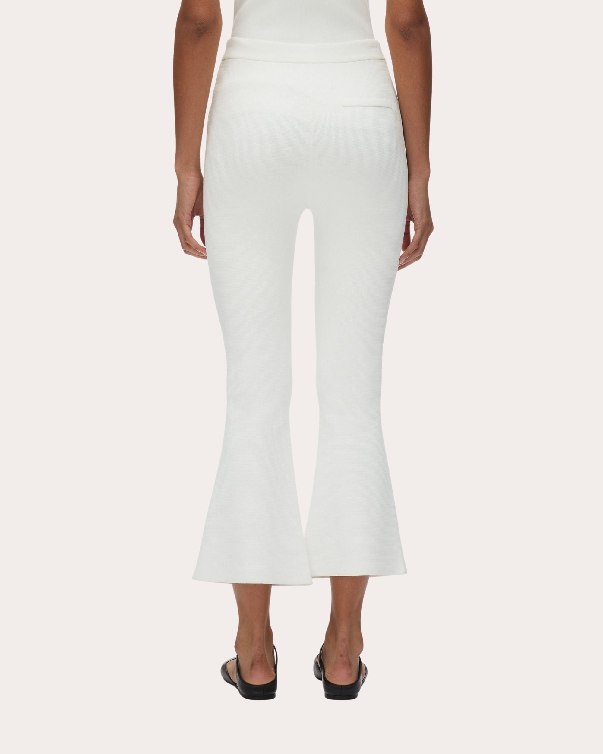 Cropped Flared Rib Knit Pants