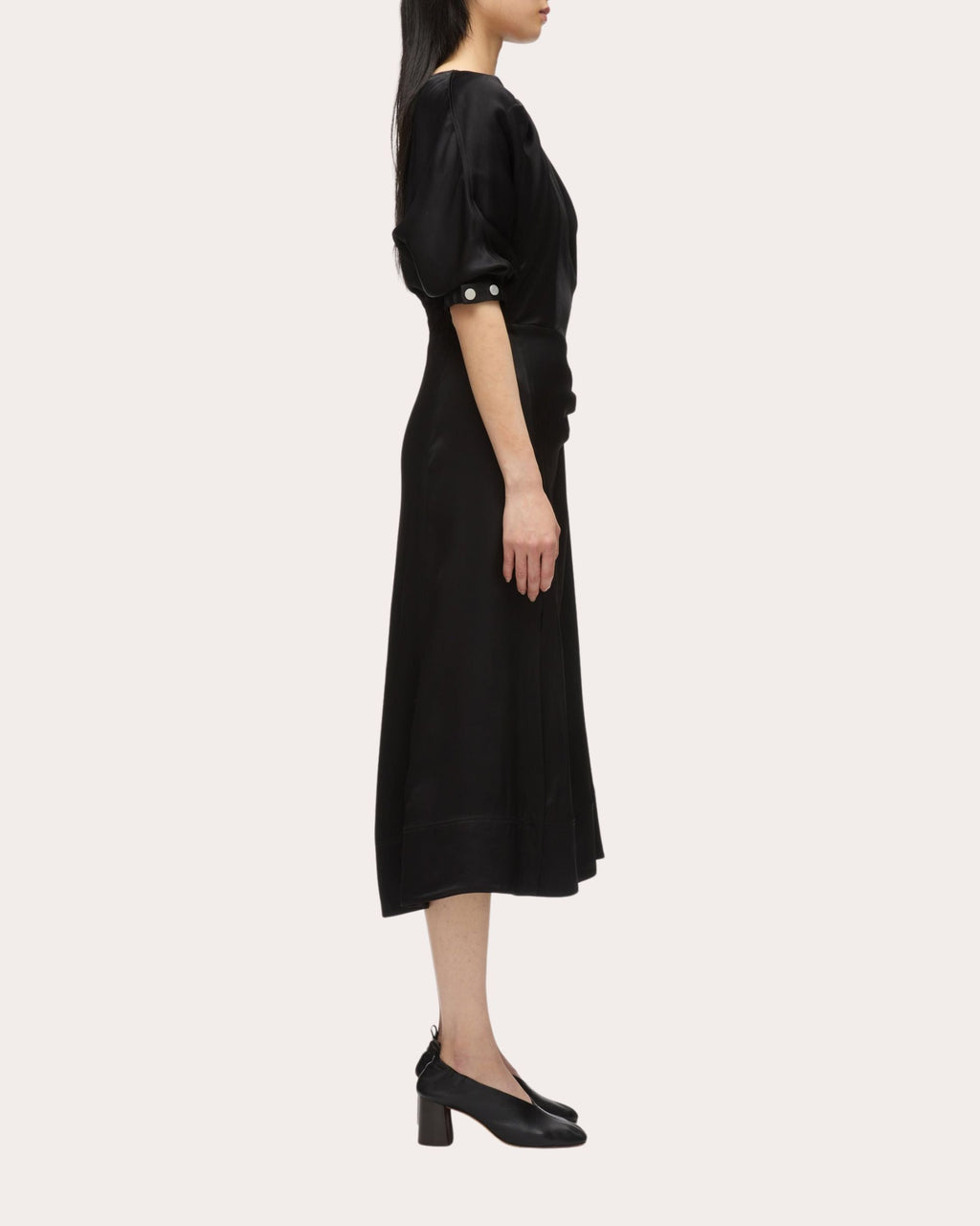 Draped Knotted Satin Midi Dress