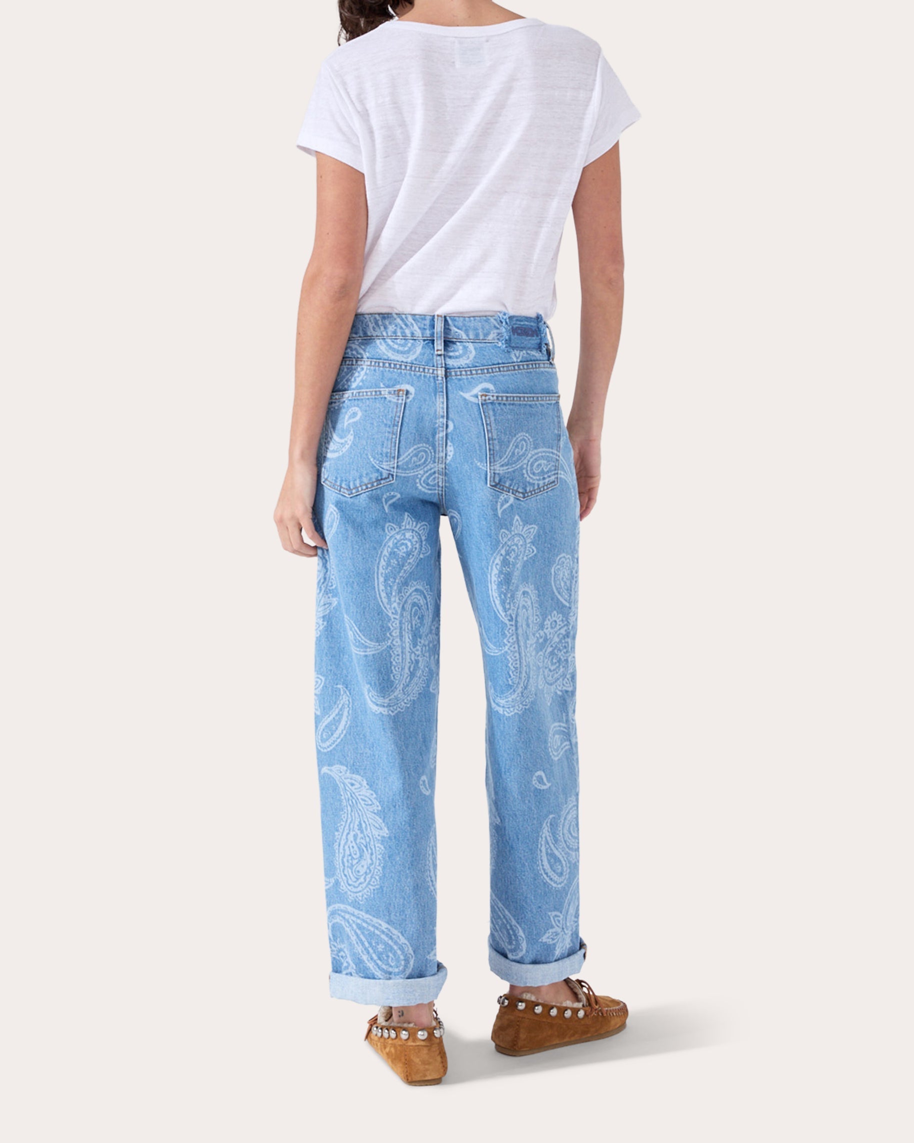 Jimi Paisley-Print Boyfriend Jeans