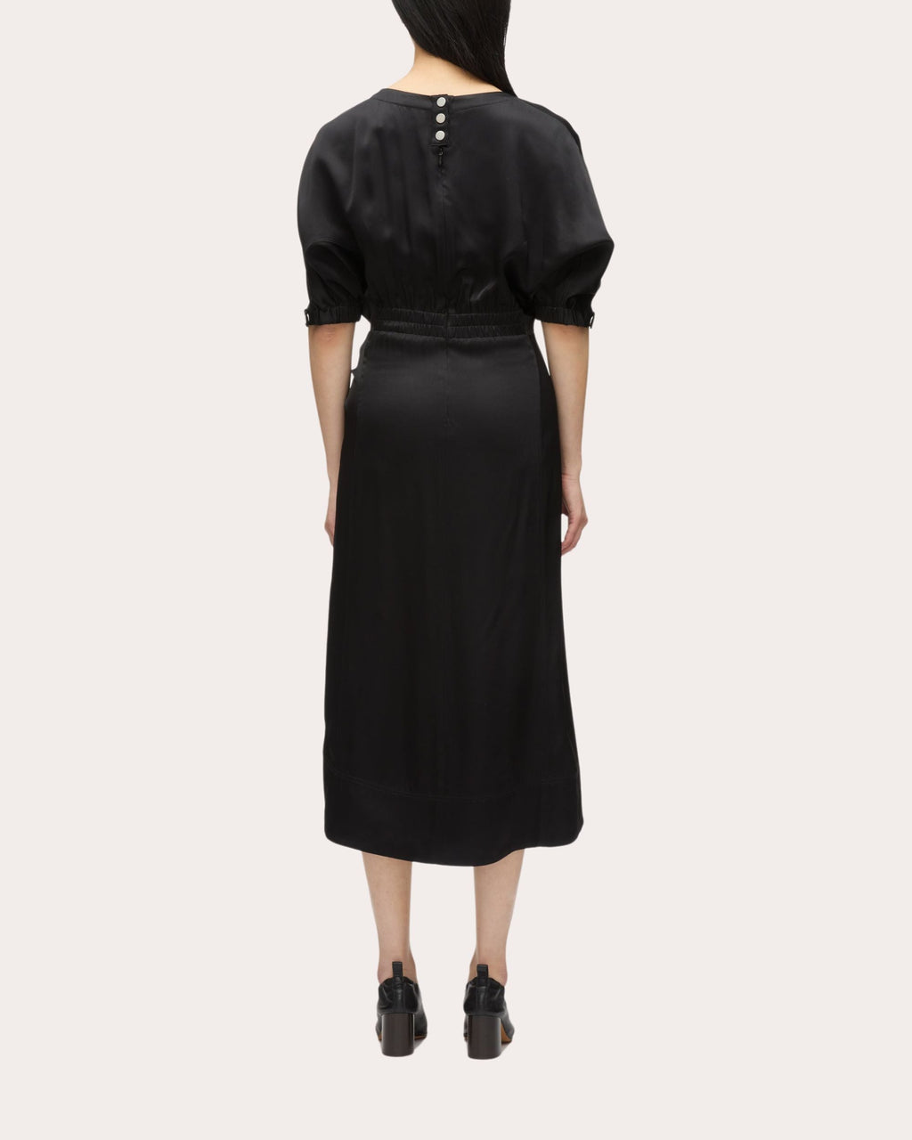 Draped Knotted Satin Midi Dress