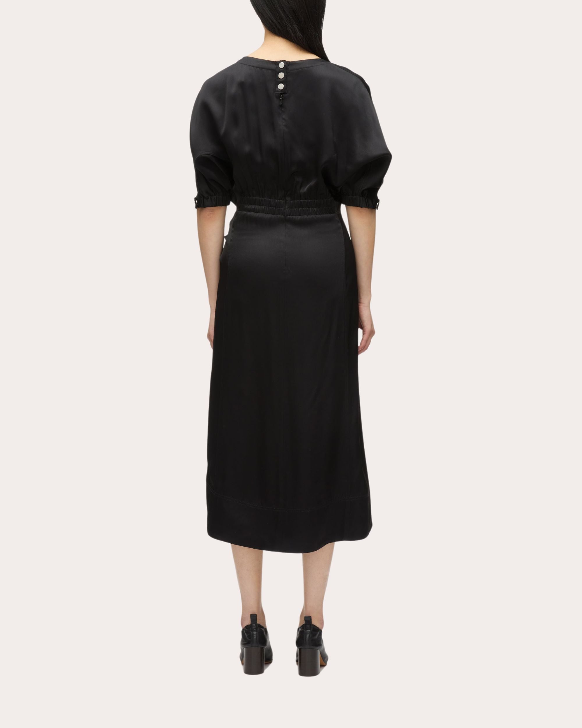 Draped Knotted Satin Midi Dress