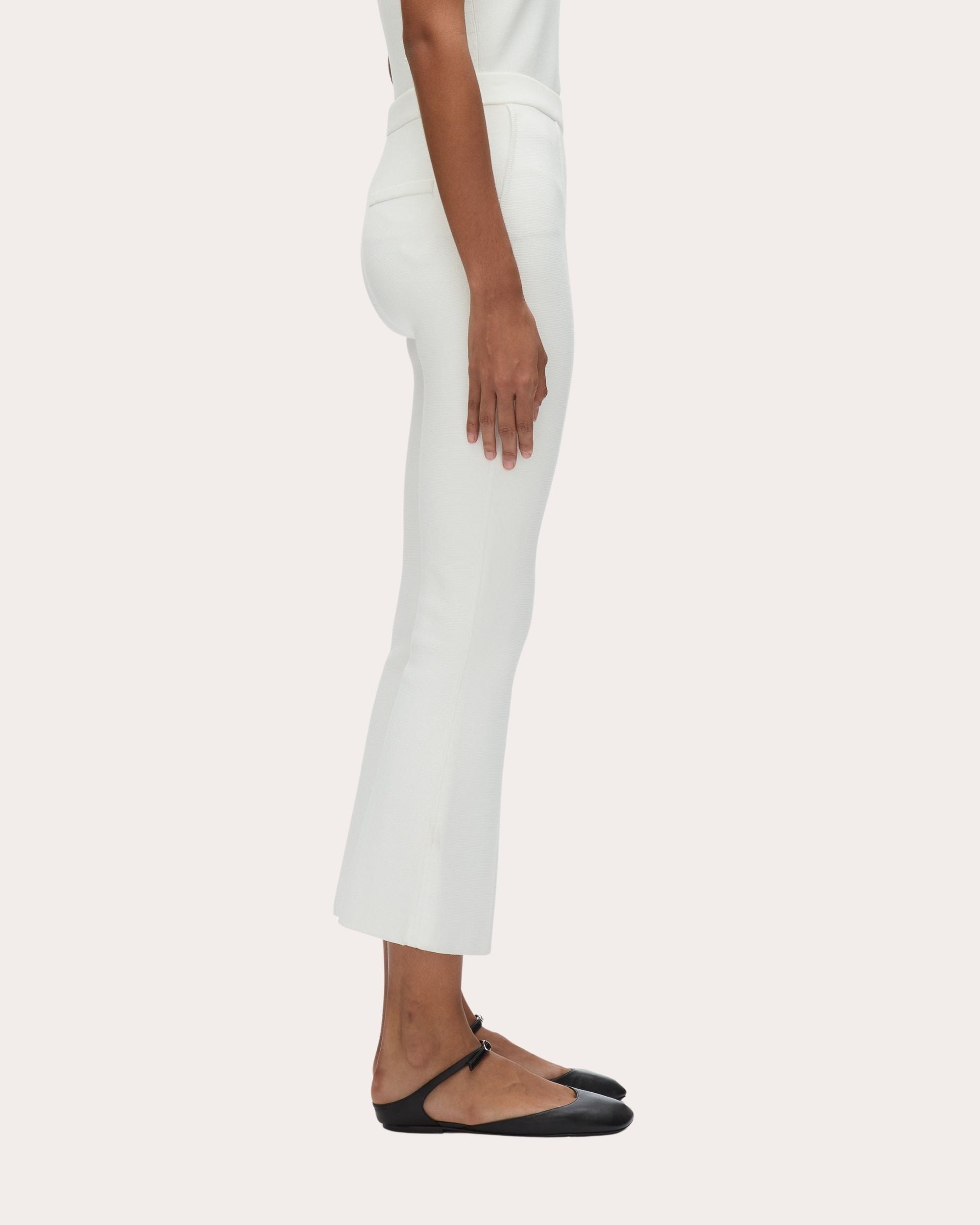 Cropped Flared Rib Knit Pants