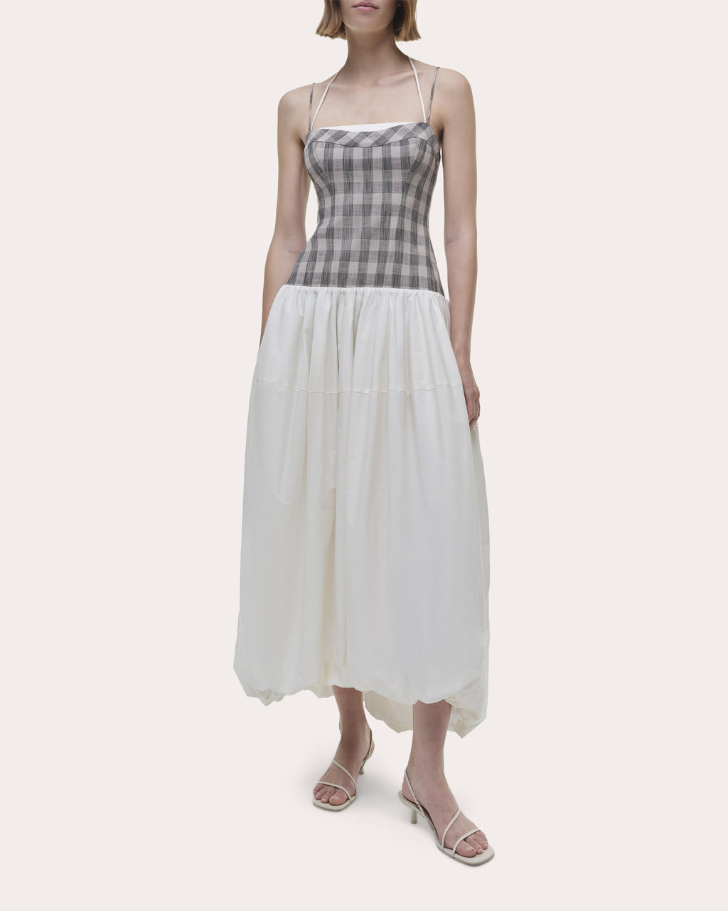 Pfeiffer Gingham Cotton Combo Bustier Midi Dress