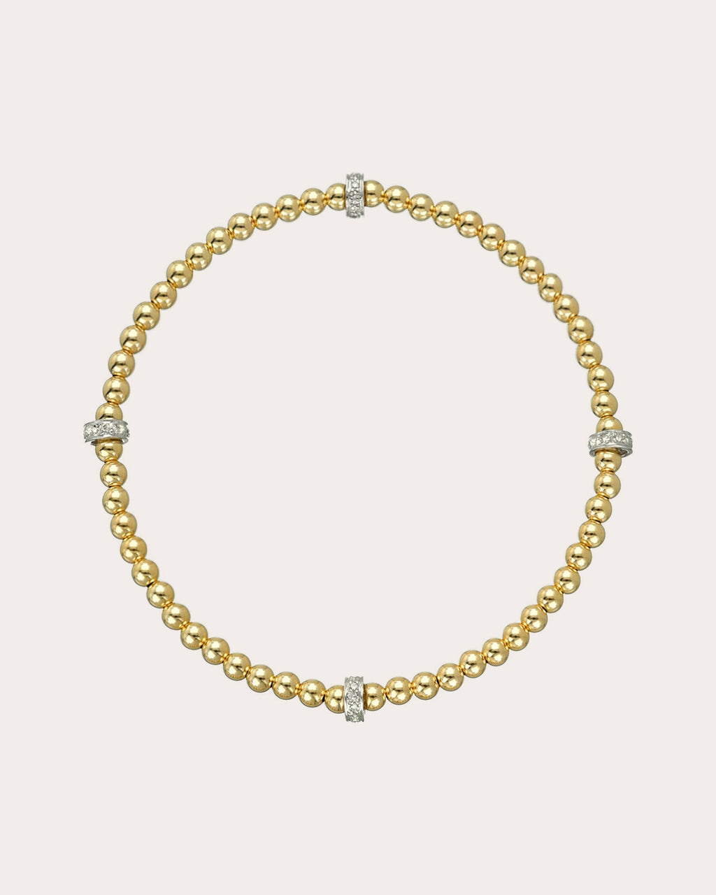 14K Two-Tone Gold Diamond Bead Bracelet