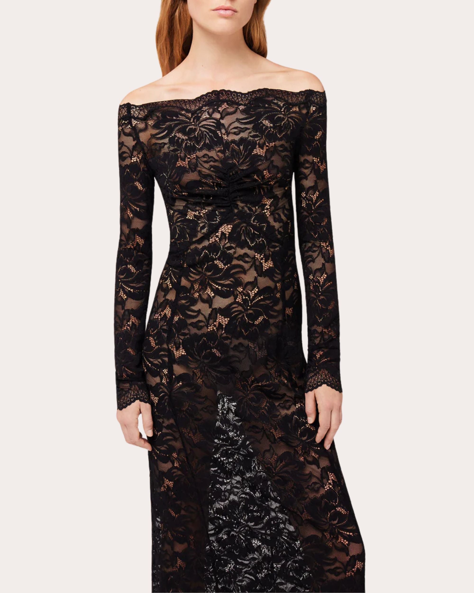 Sheer Floral Lace Maxi Dress