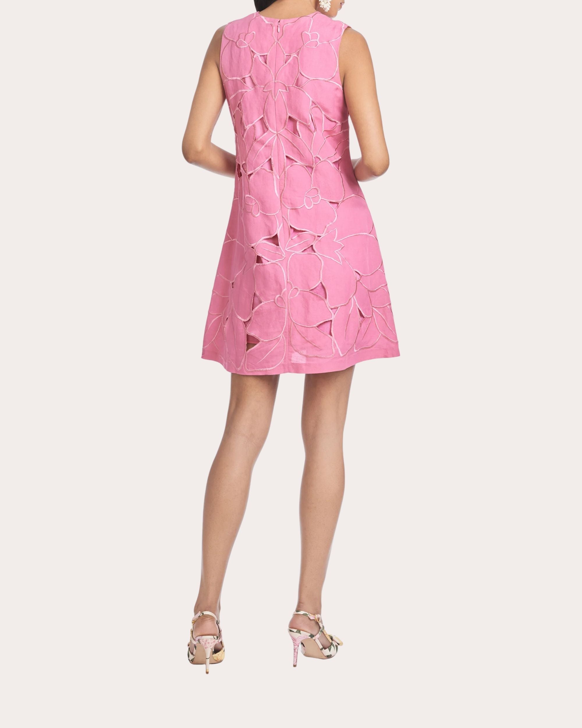 Rosa Hand-Embroidered Linen-Blend Mini Dress