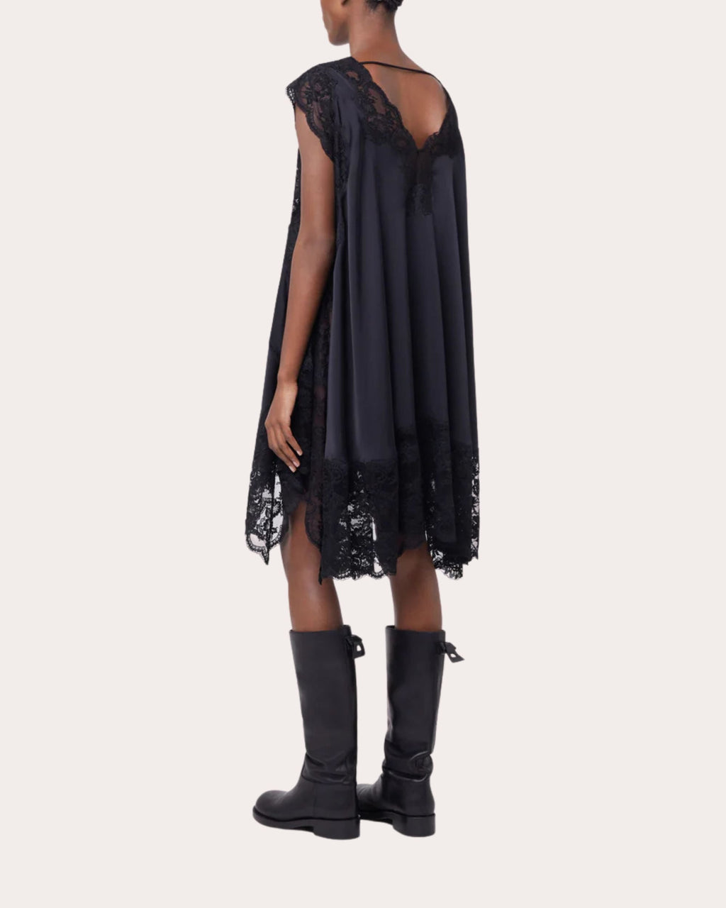 Pleated Lace Empire-Waist Tank Top