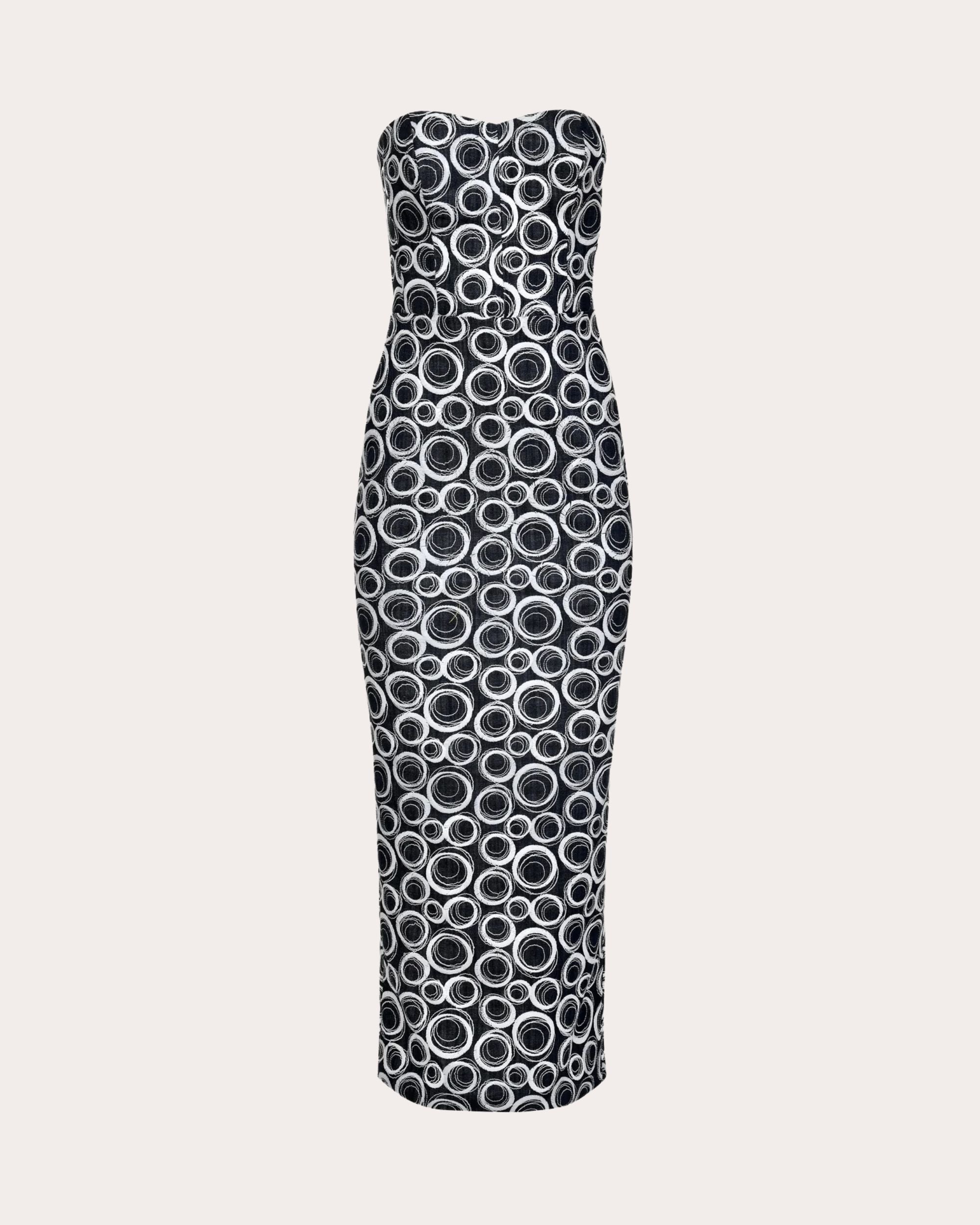 Cassata Embroidered Denim Strapless Midi Dress