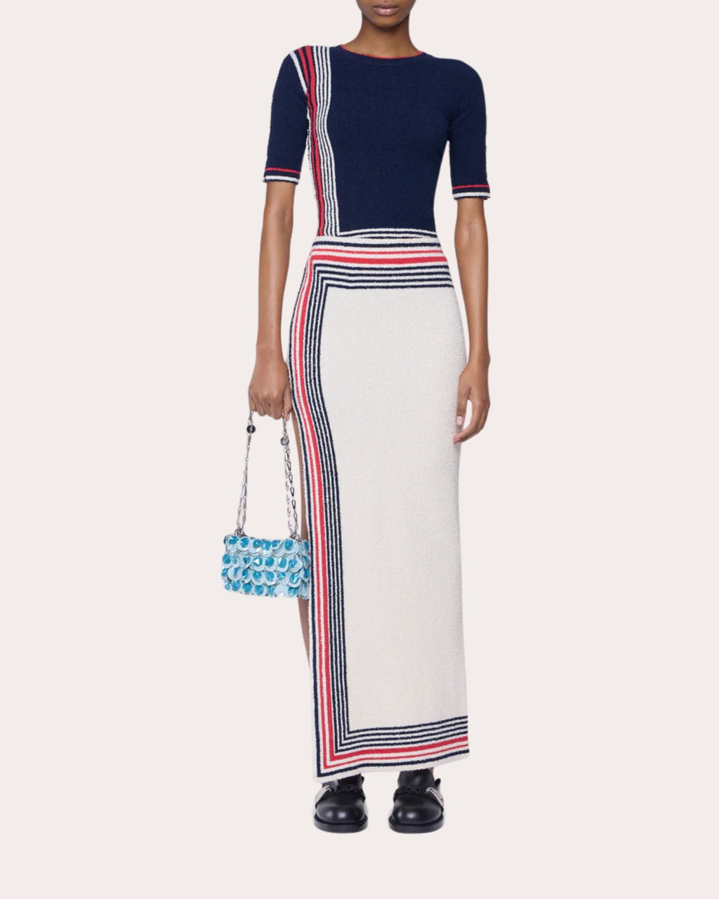 Embellished Striped Terry Sweater