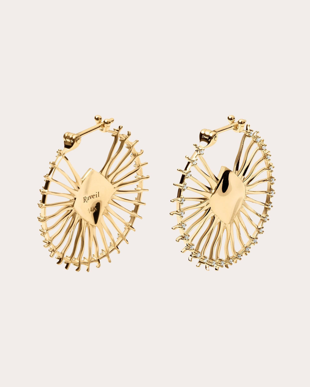 300Hz Frequency 14K Gold Diamond Hoop Earrings