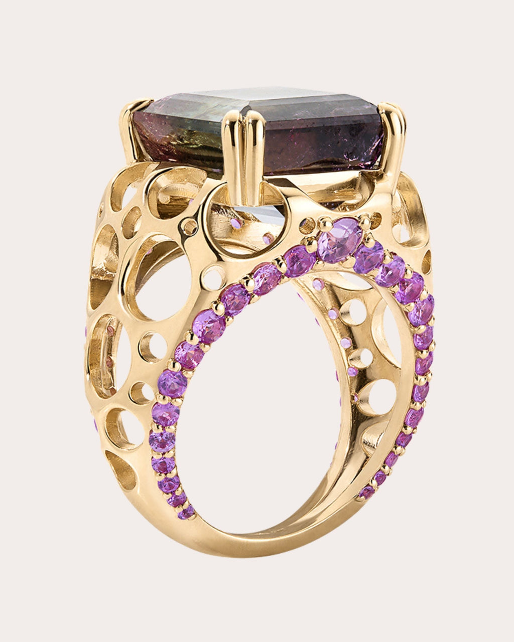 Apollonian 14K Gold Tourmaline and Sapphire Ring