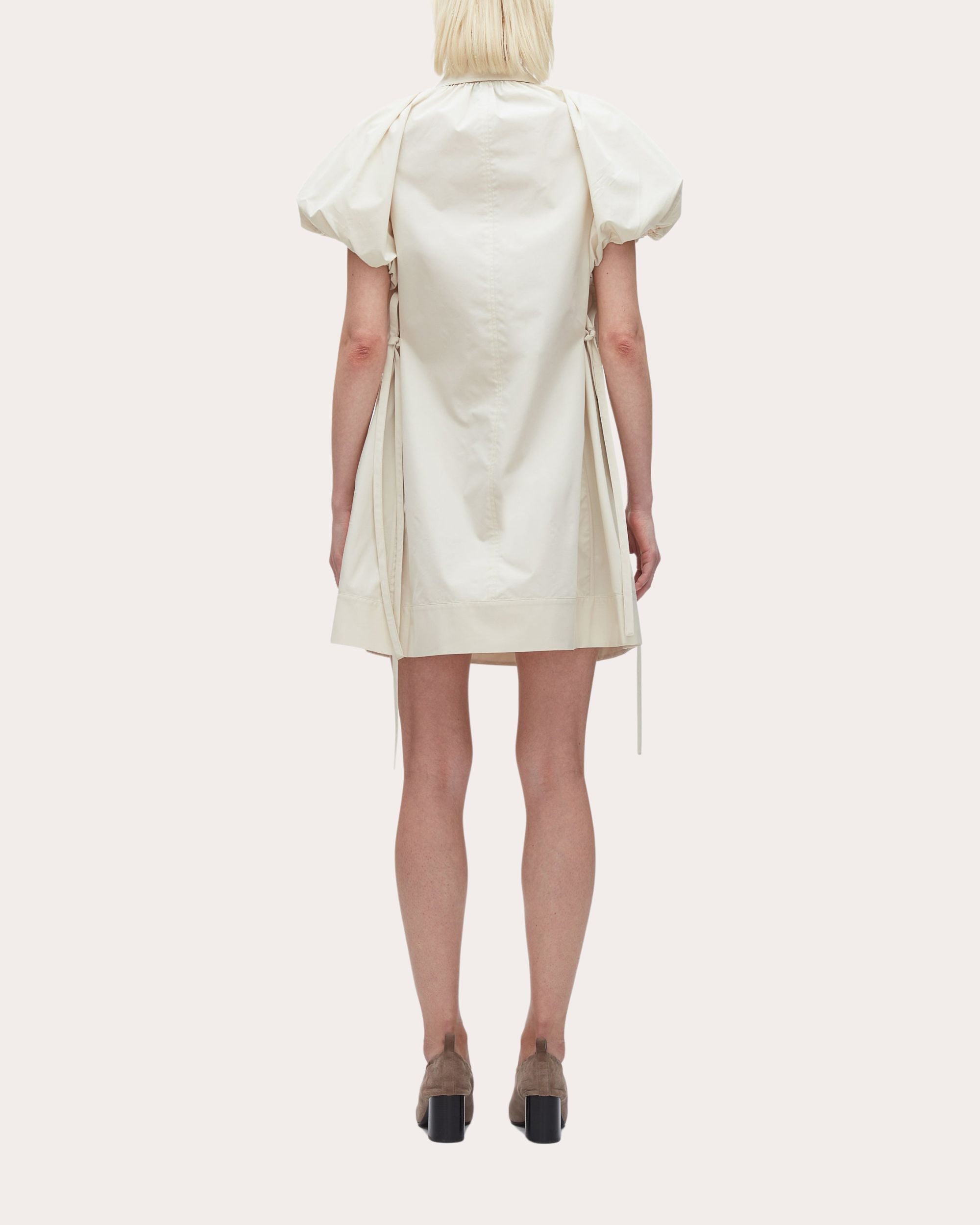 Gathered Techno Cotton-Poplin Mini Dress