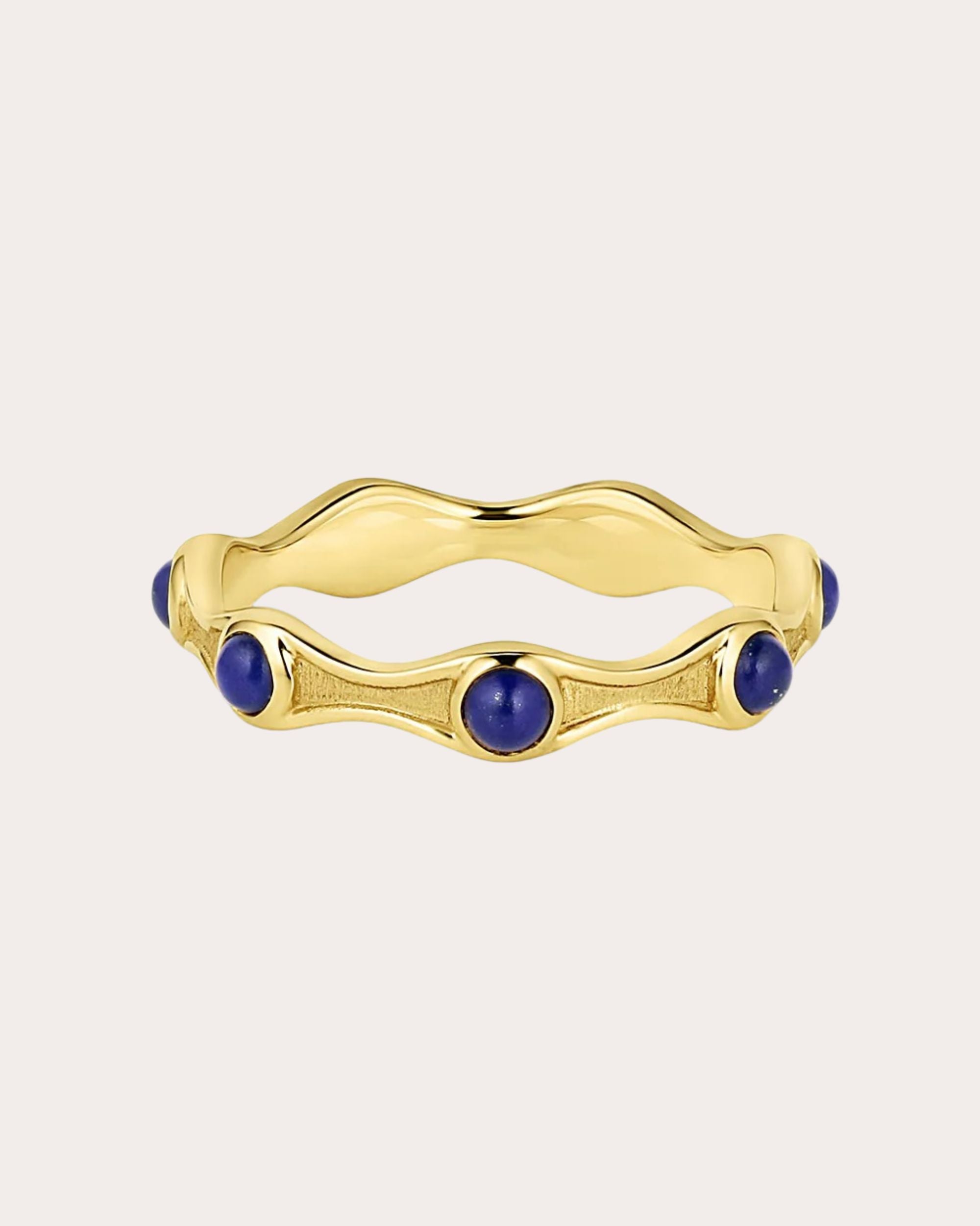 So Wavy 18K Gold Lapis Lazuli Stackable Ring