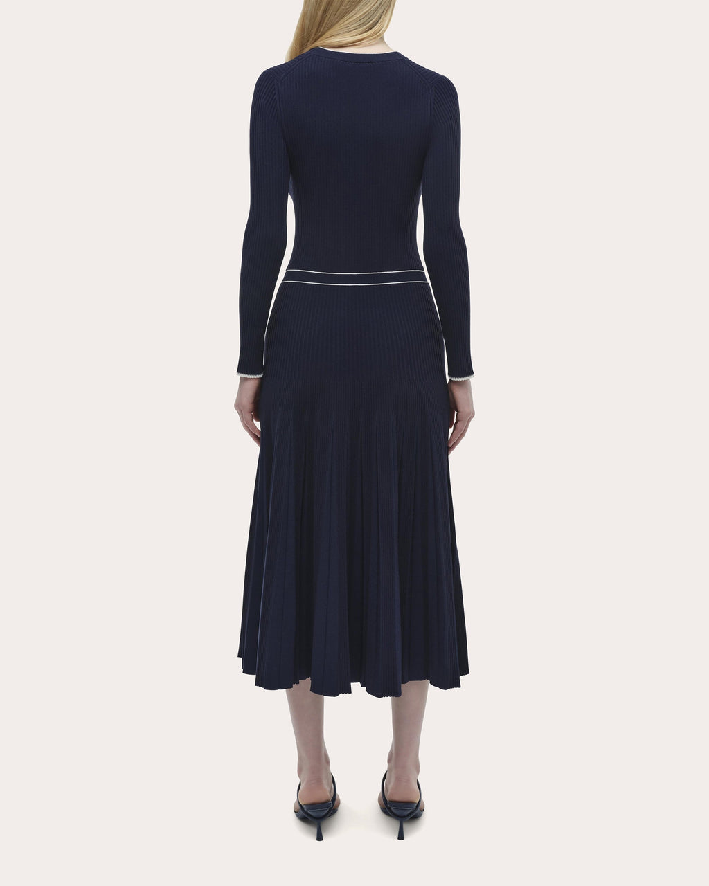 Heloisa Rib Knit Pleated Midi Dress