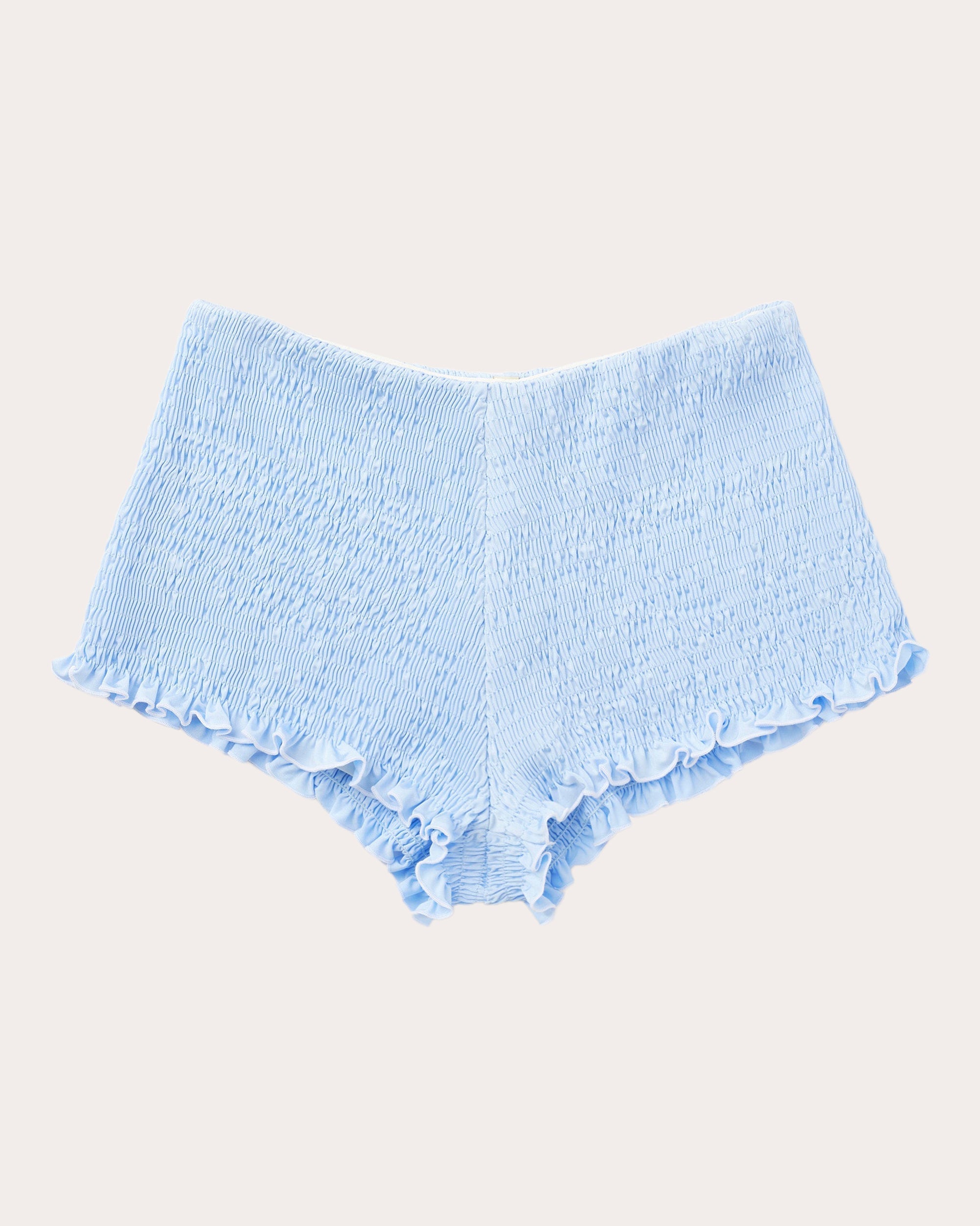 Sea Ruffle-Trimmed Smocked Swim Shorts