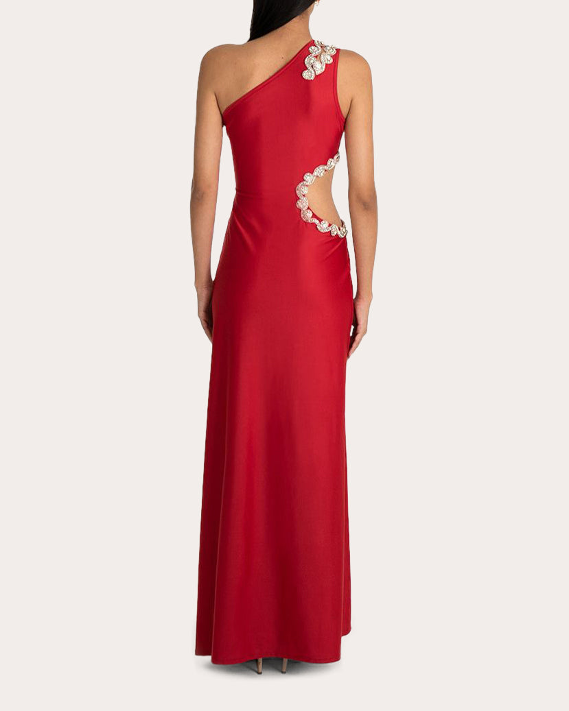 Hadassa Asymmetric Embellished Cutout Jersey Gown