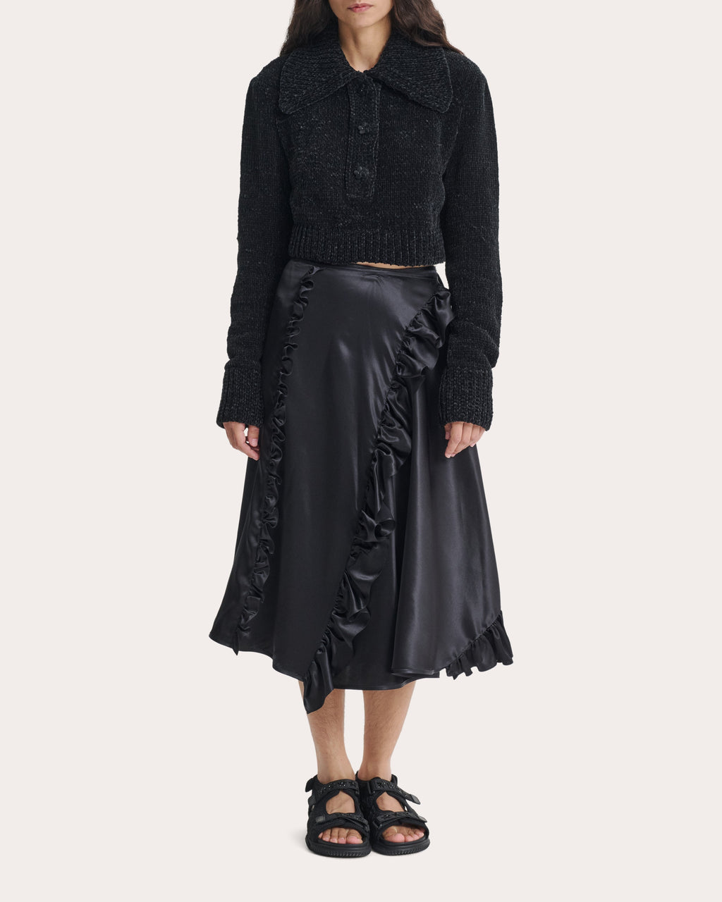 Calla Floral Velvet Collared Pullover