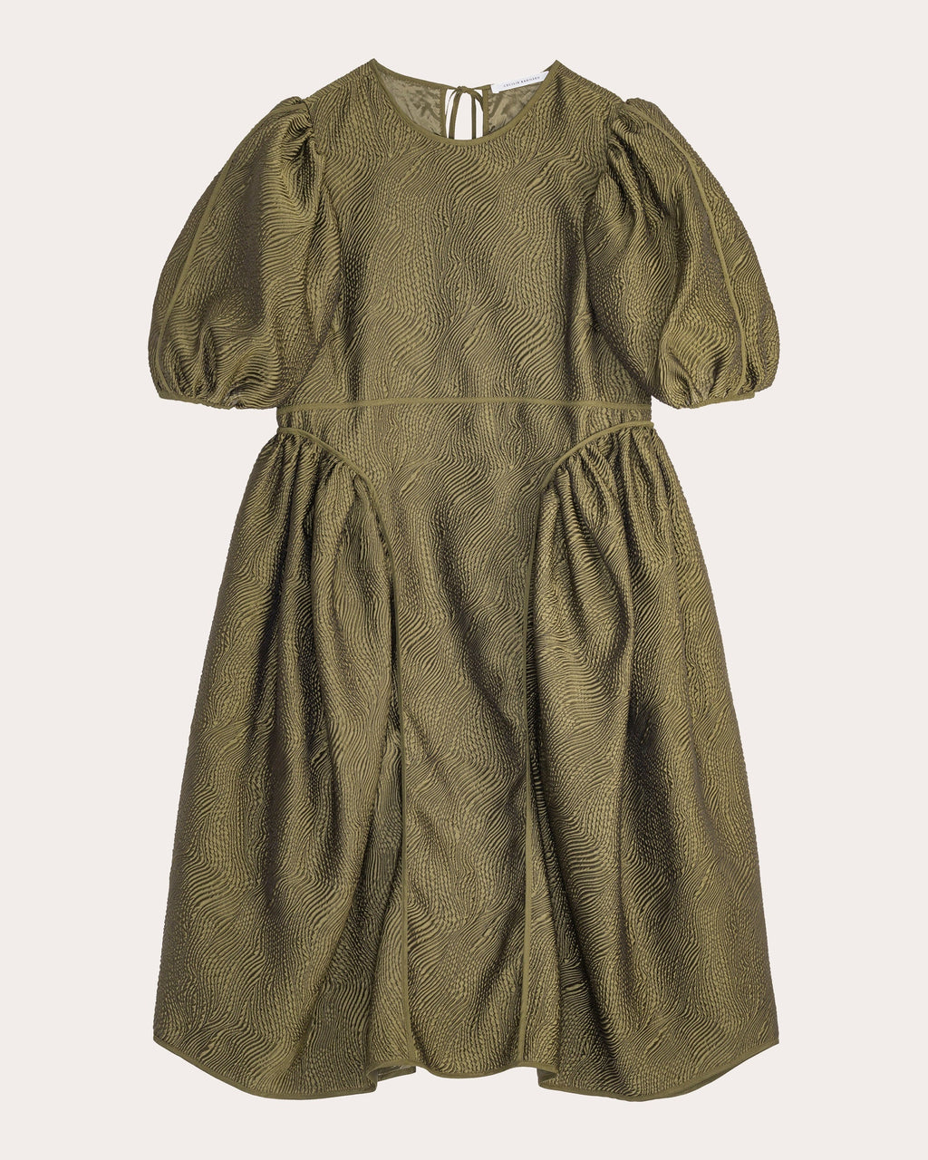 Fonda Matelassé Puff-Sleeve Dress