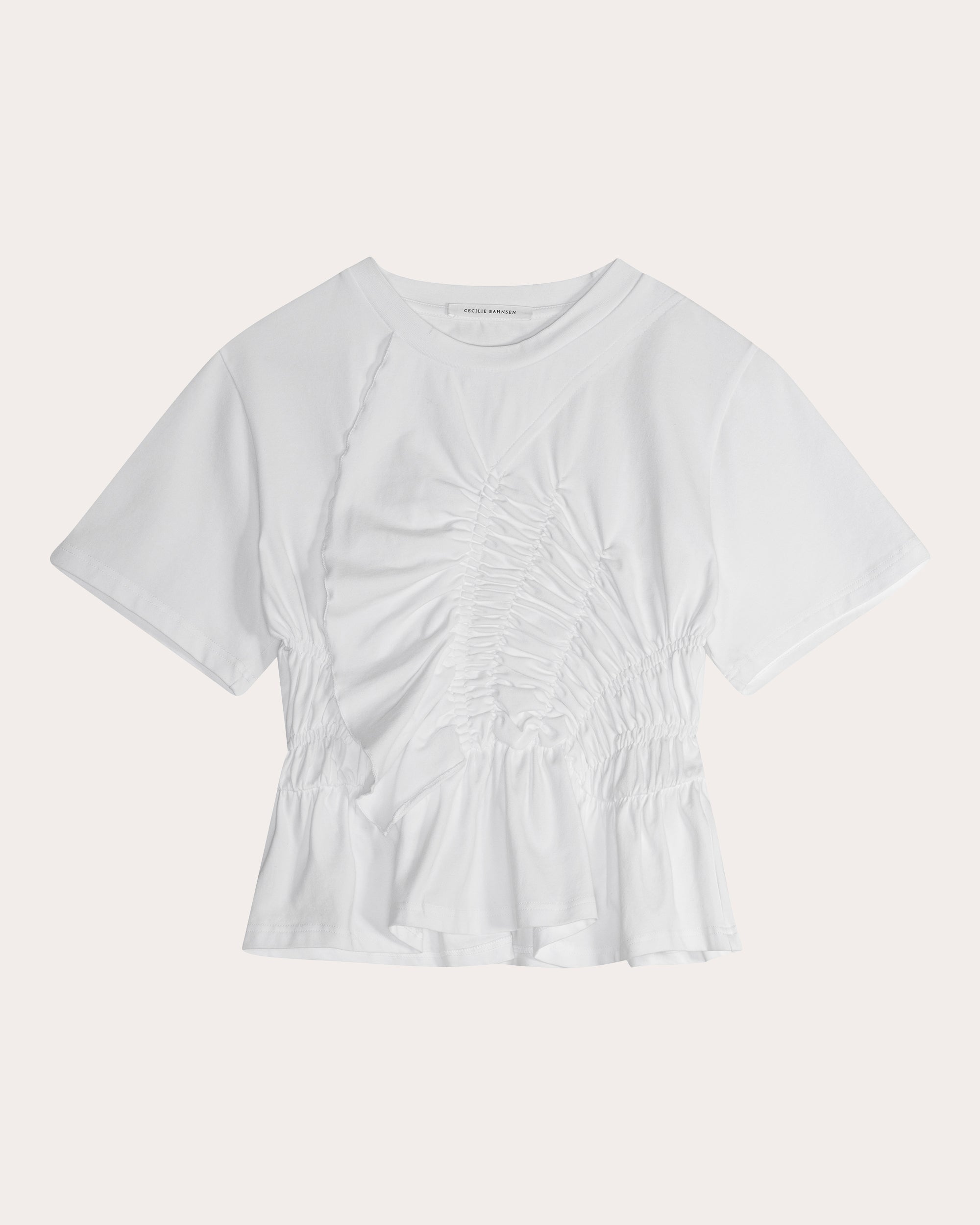 Ace Cotton Jersey Shirred Ruffle Peplum Top