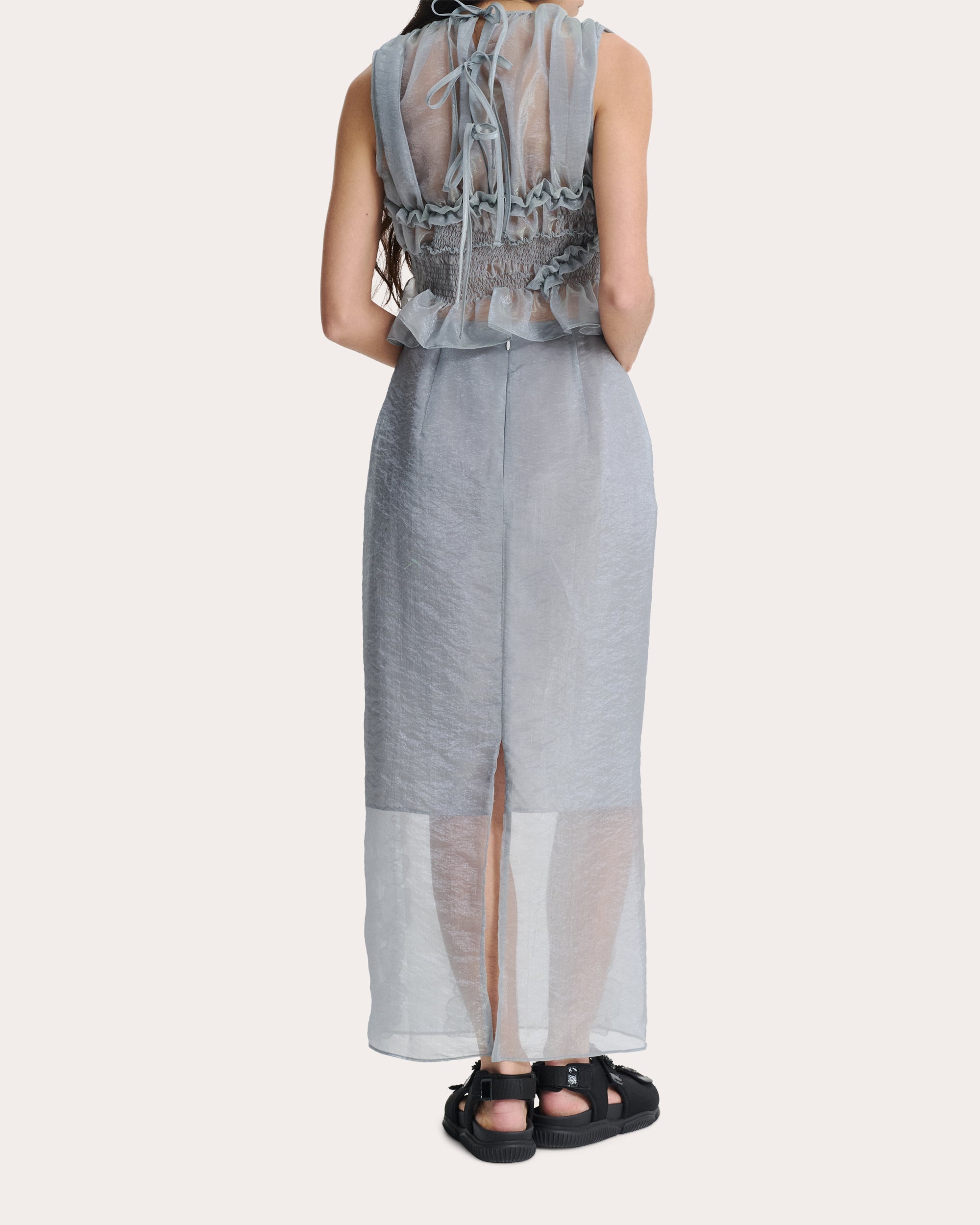 Uphi Sheer Liquid Myrtia Shirred Top