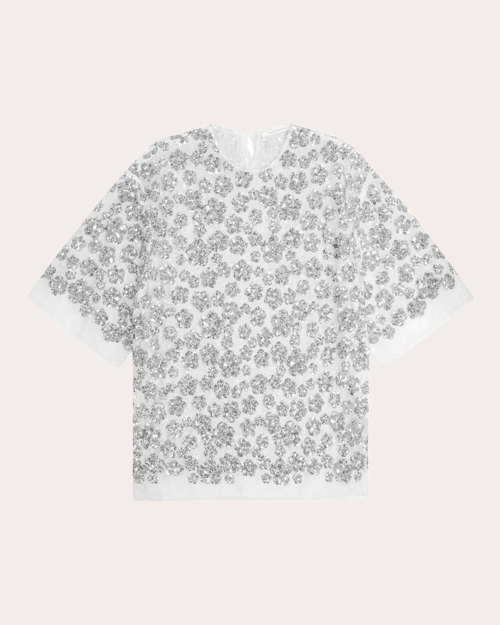 Asra Sheer Floral Sequin Oversized T-Shirt