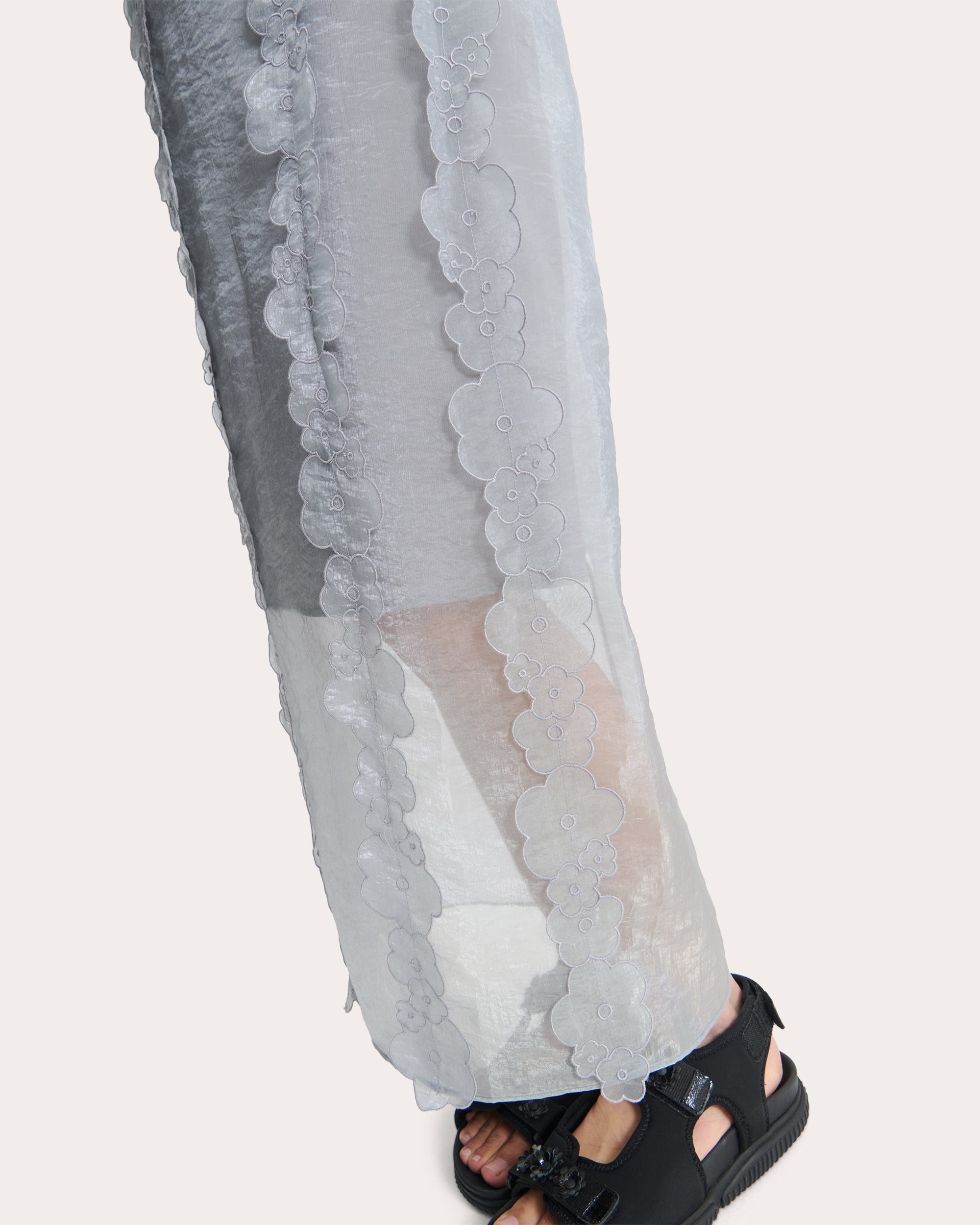 Olympia Floral Appliqué Sheer Liquid Myrtia Midi Skirt