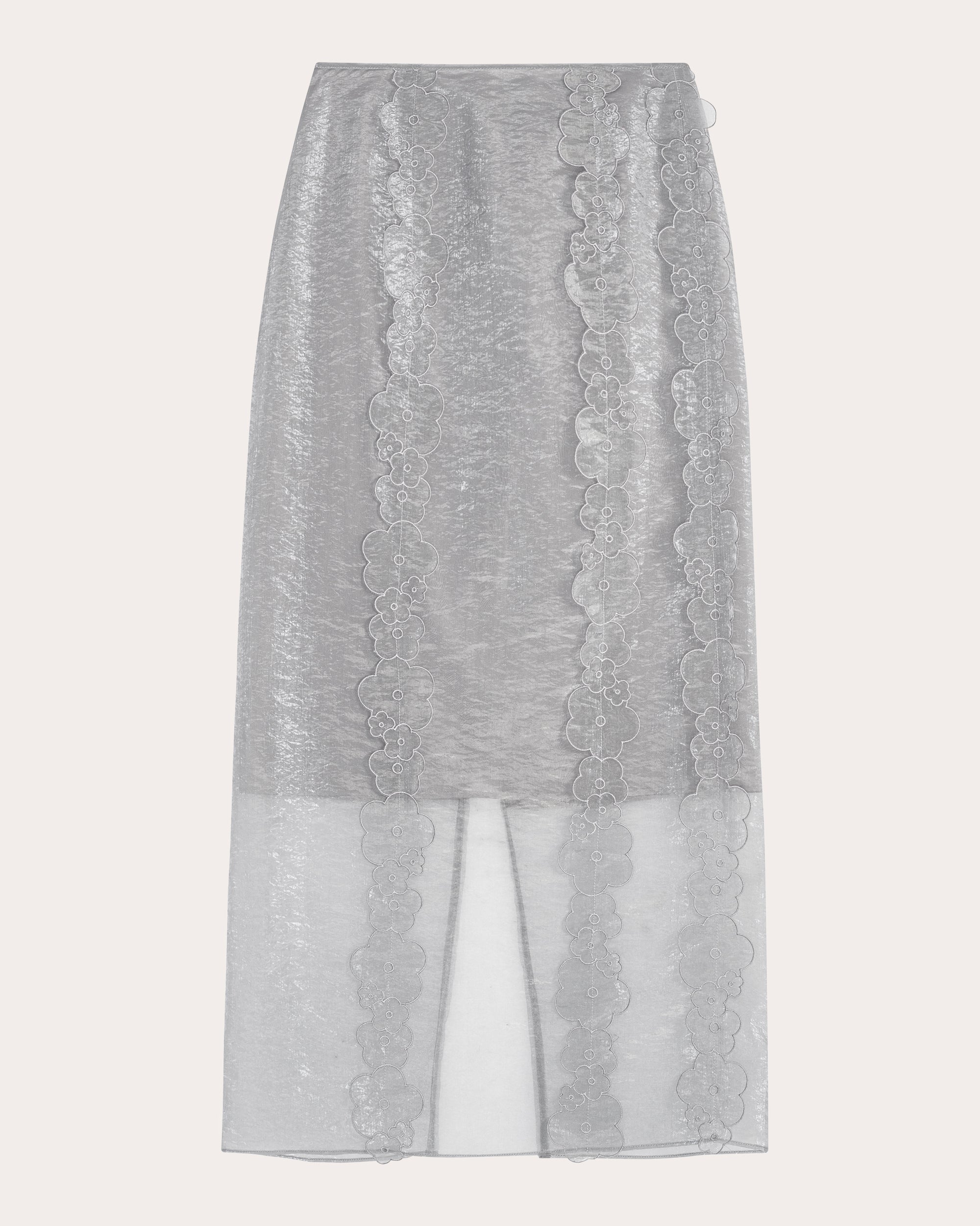 Olympia Floral Appliqué Sheer Liquid Myrtia Midi Skirt