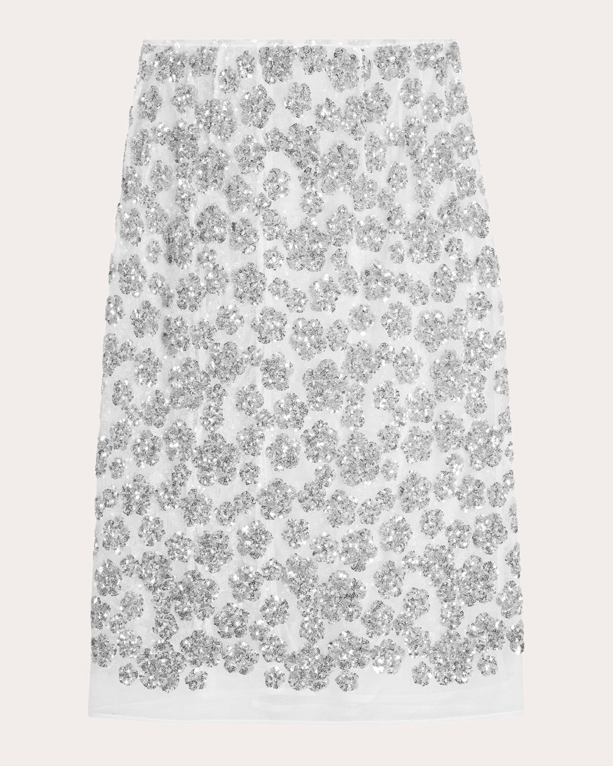 Ariana Sheer Floral Sequin Midi Wrap Skirt