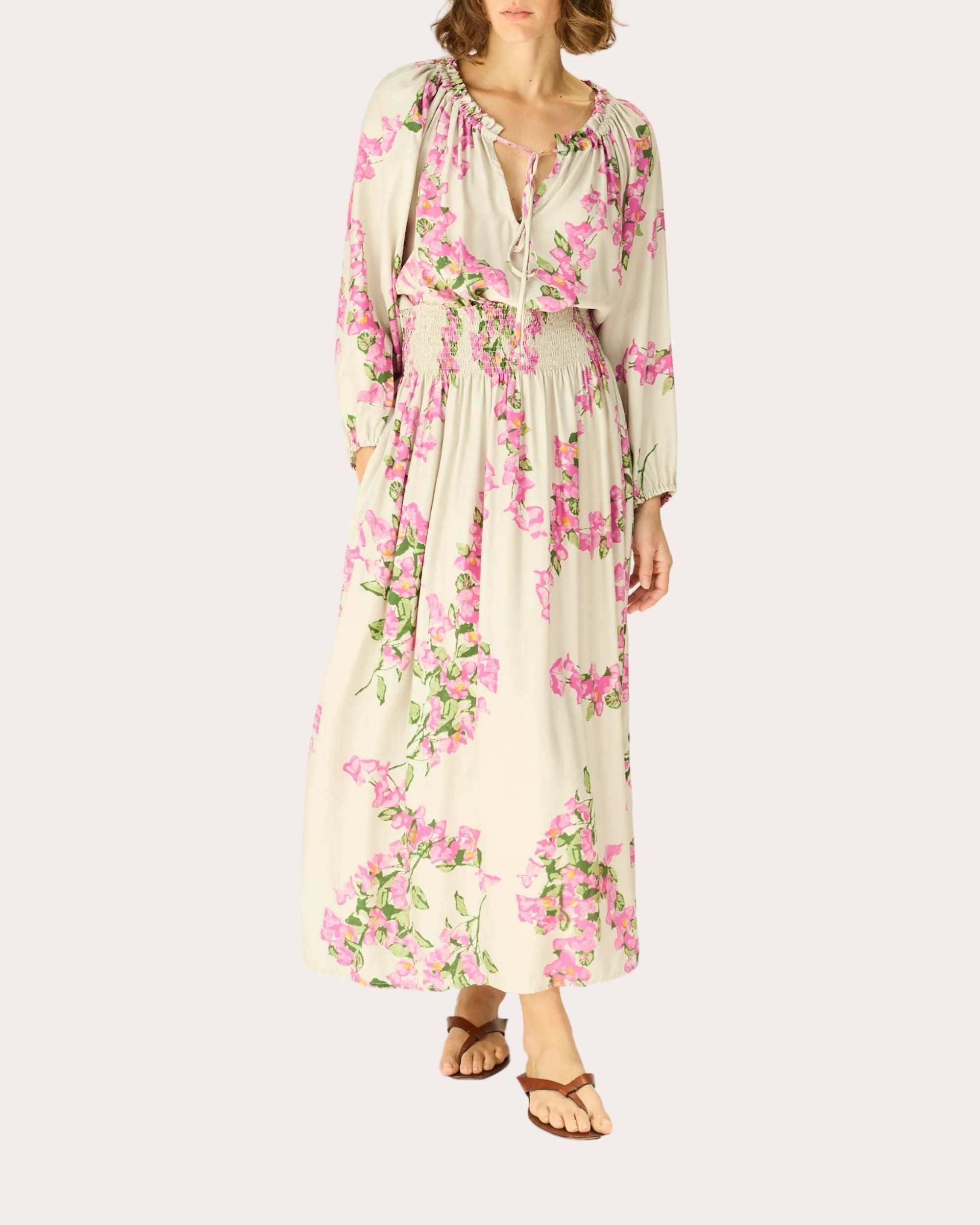 Bella Floral Silk Smocked Maxi Skirt