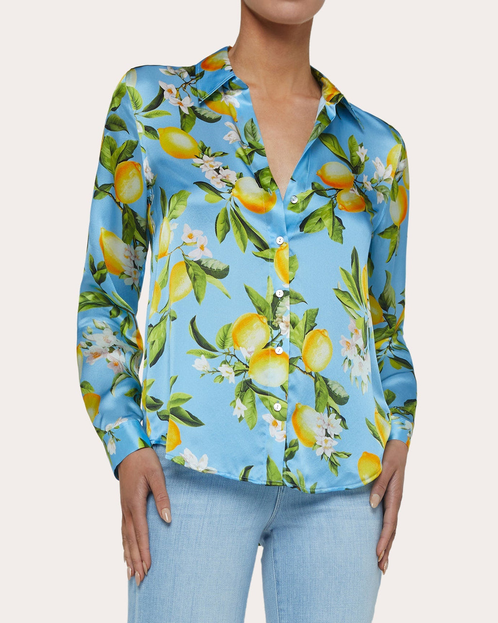 Tyler Floral-Print Silk Charmeuse Blouse