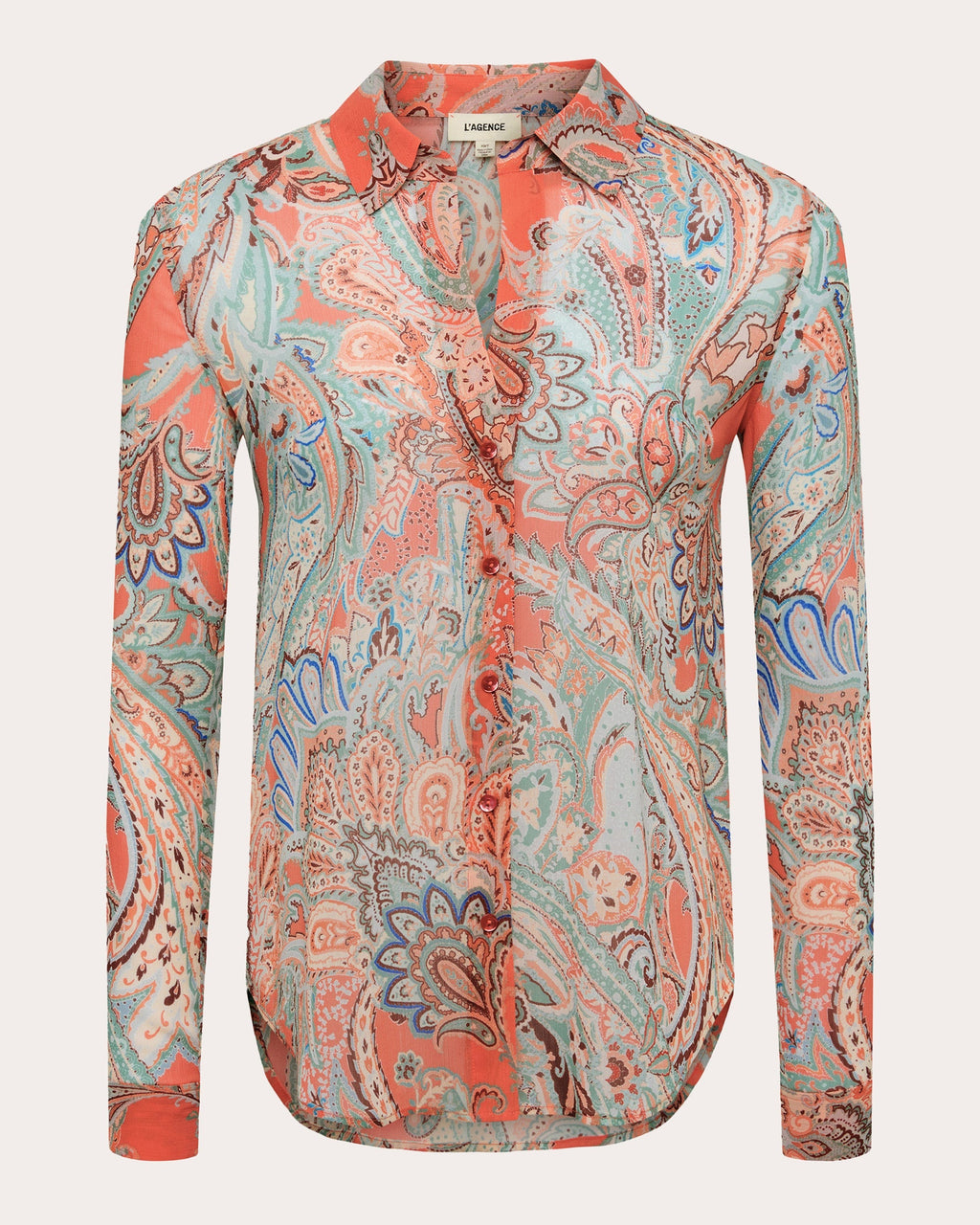 Laurent Paisley-Print Chiffon Blouse