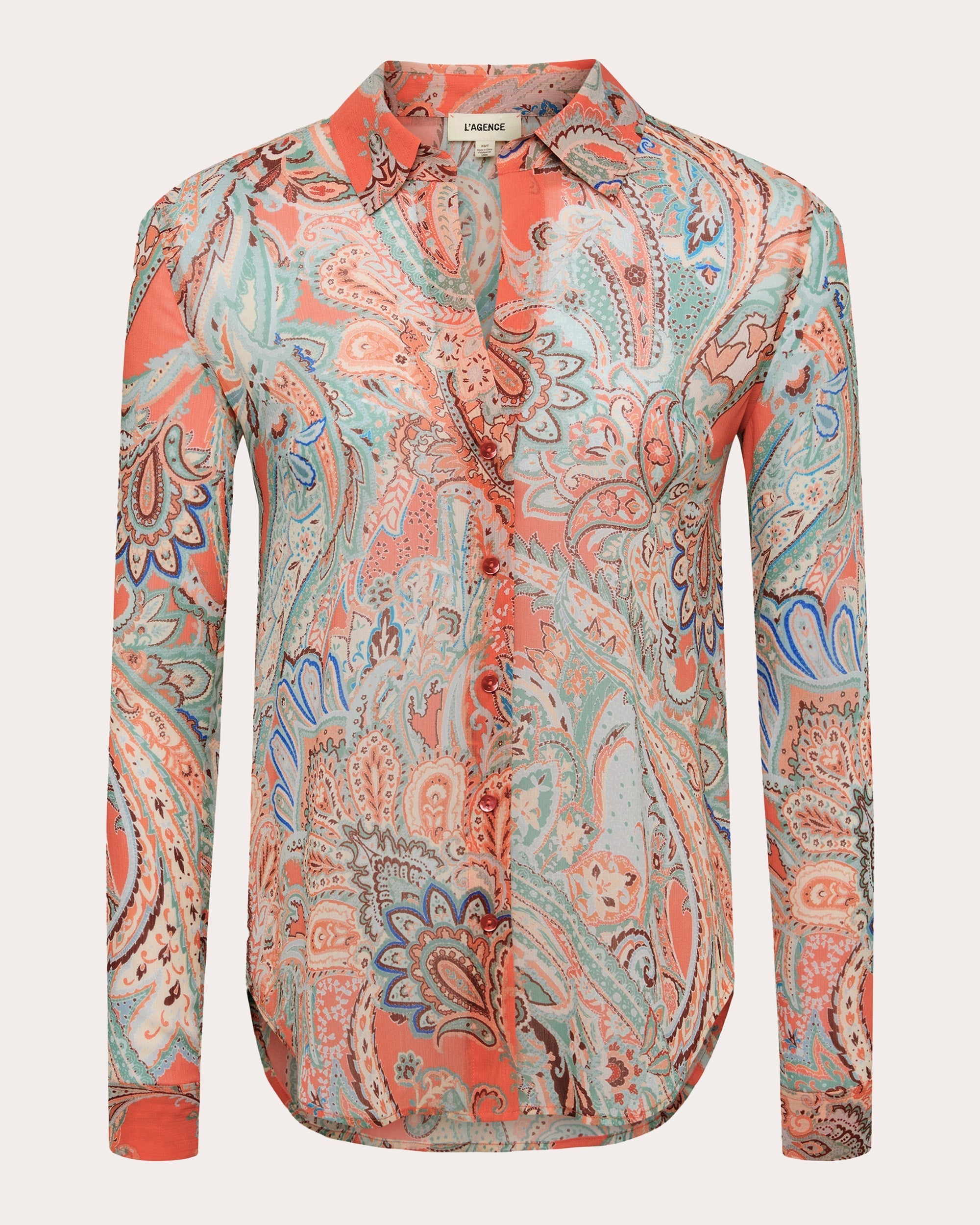 Laurent Paisley-Print Chiffon Blouse
